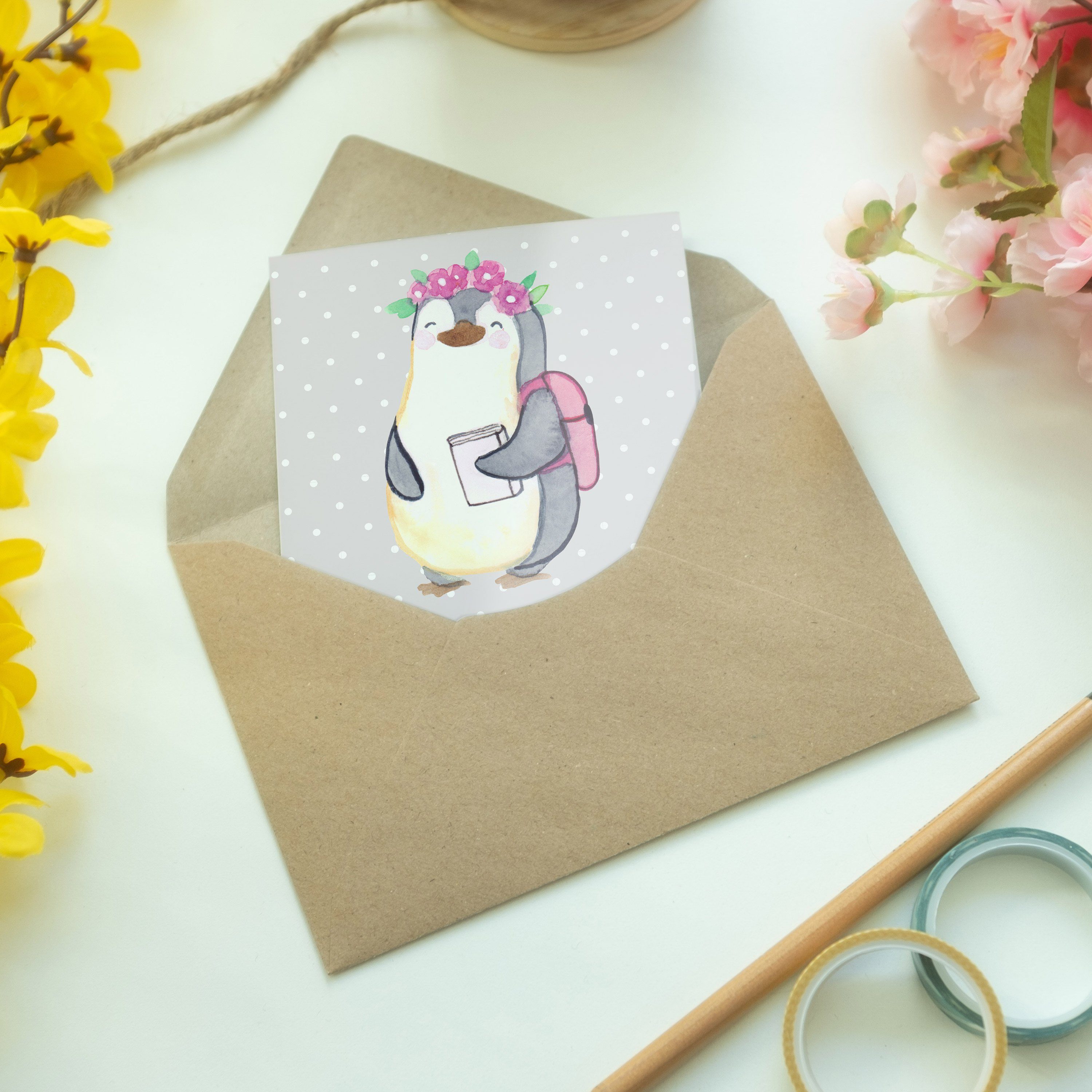 Pinguin Mr. Grußkarte Welt Beste Grau der Einladungsk - - Tochter Panda Geschenk, Mrs. & Pastell