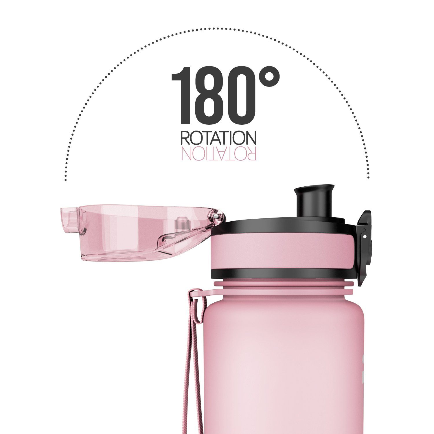 auslaufsicher, Trinkflasche bumpli® Kinder 350ml (softTouch) BPA-frei, Sportflasche, Handschlaufe Rosa & Trinkflasche Wasserflasche, 1-Klick-Verschluss