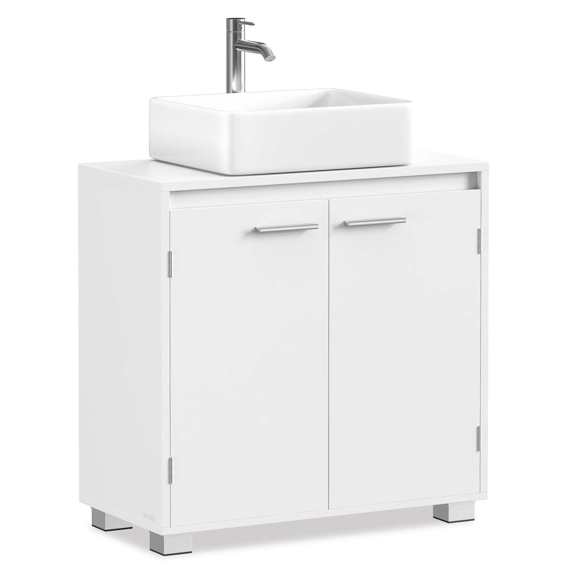 VASAGLE Waschbeckenunterschrank Badezimmerschrank, 2 Fächer, Breite 60 cm, Badezimmer-Unterschrank mit Füßen