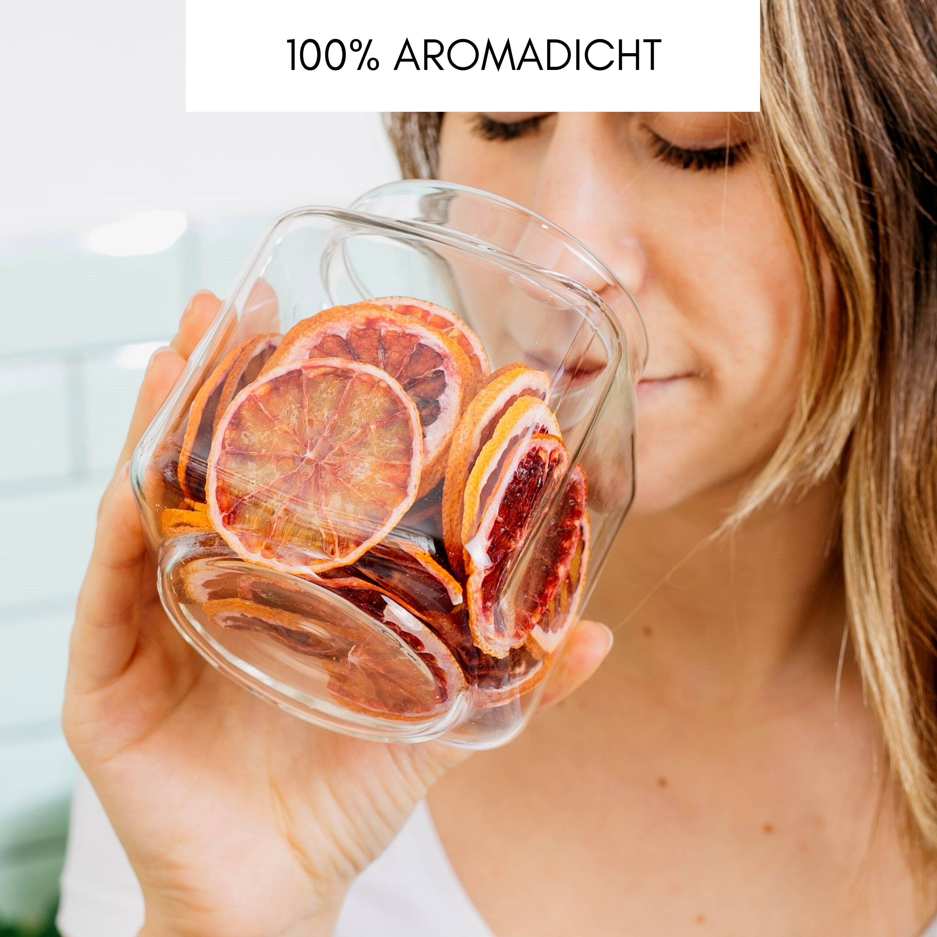 Econovo Vorratsglas eckig, (Set, stapelbar & luftdicht), eckige Vorratsdosen aus Glas mit Deckel für Lebensmittel & Gewürze