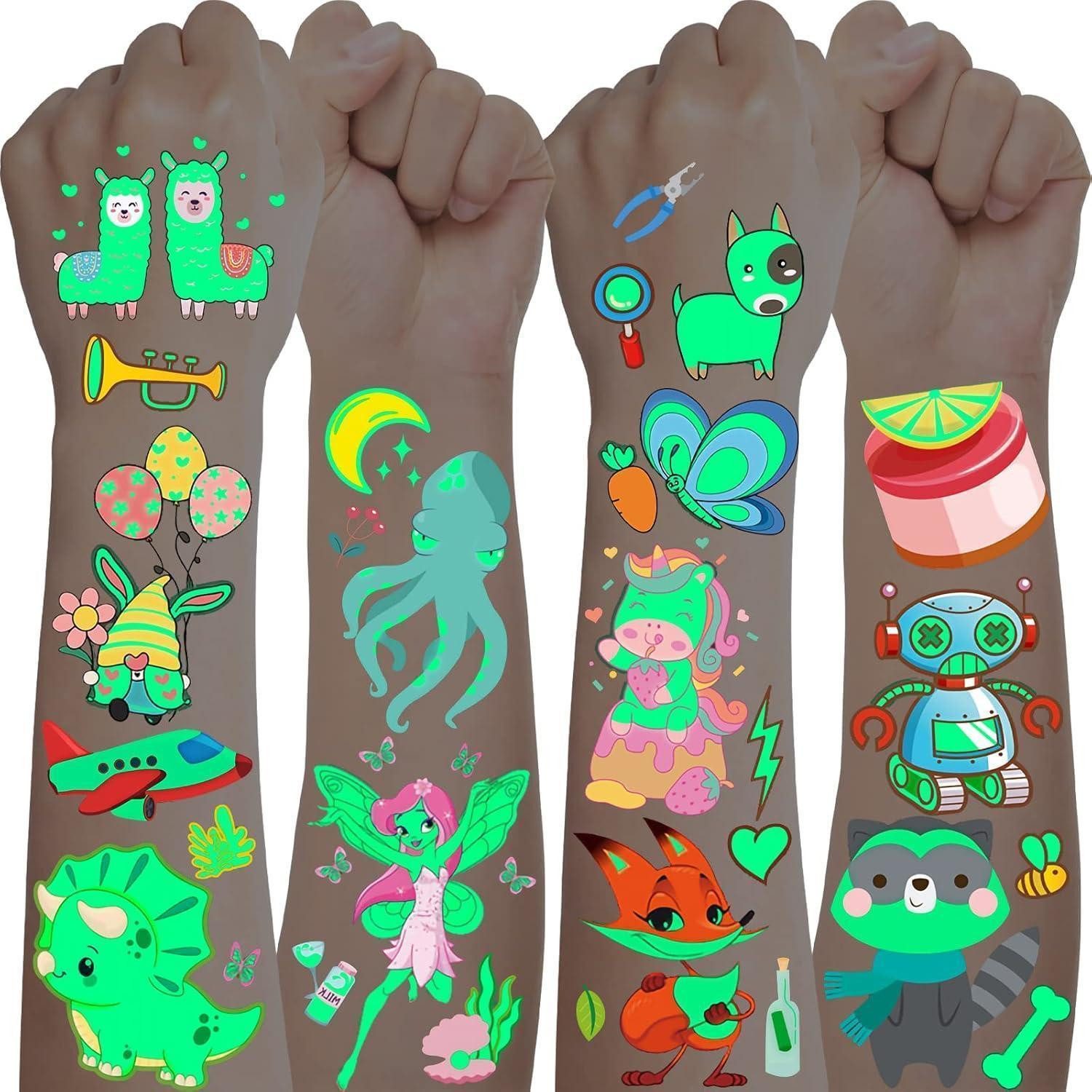 LuxusKollektion Kindertattoo Kinder Tattoo Set Leuchttattoos Glitzer Hautfreundlich Mitgebsel