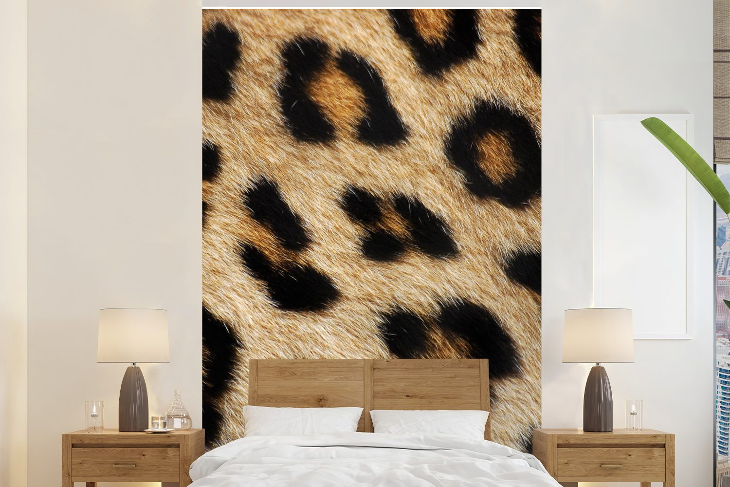 MuchoWow Fototapete Mantel - Leopard - Tiere, Matt, bedruckt, (3 St), Montagefertig Vinyl Tapete für Wohnzimmer, Wandtapete