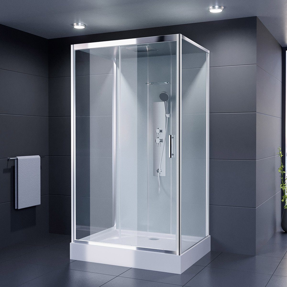 Duschmeister Komplettdusche Komplettdusche Применитьdusche Virginia Duschtempel Dusche, Einscheibensicherheitsglas, U-Kabine