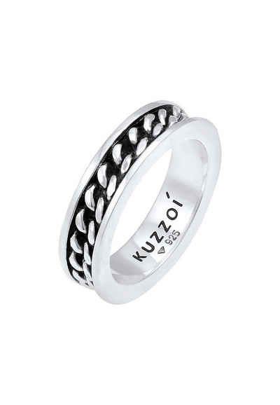 Kuzzoi Silberring Herren Bandring Panzer Design Trend 925 Silber, Twisted