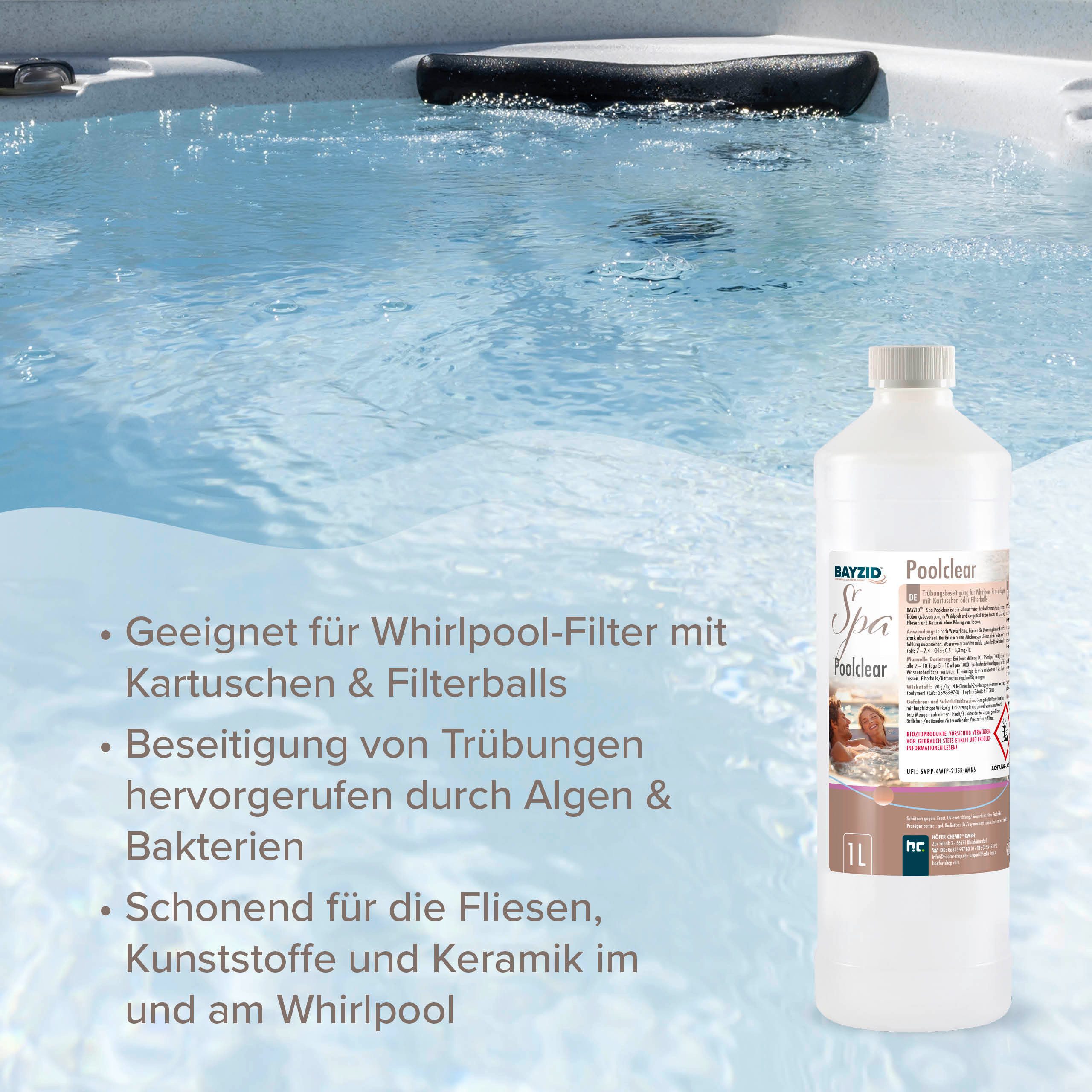 Höfer Chemie GmbH Poolpflege 1 L BAYZID® SPA Poolclear Trübungsbeseitigung, Für klares und sauberes Wasser im Whirlpool