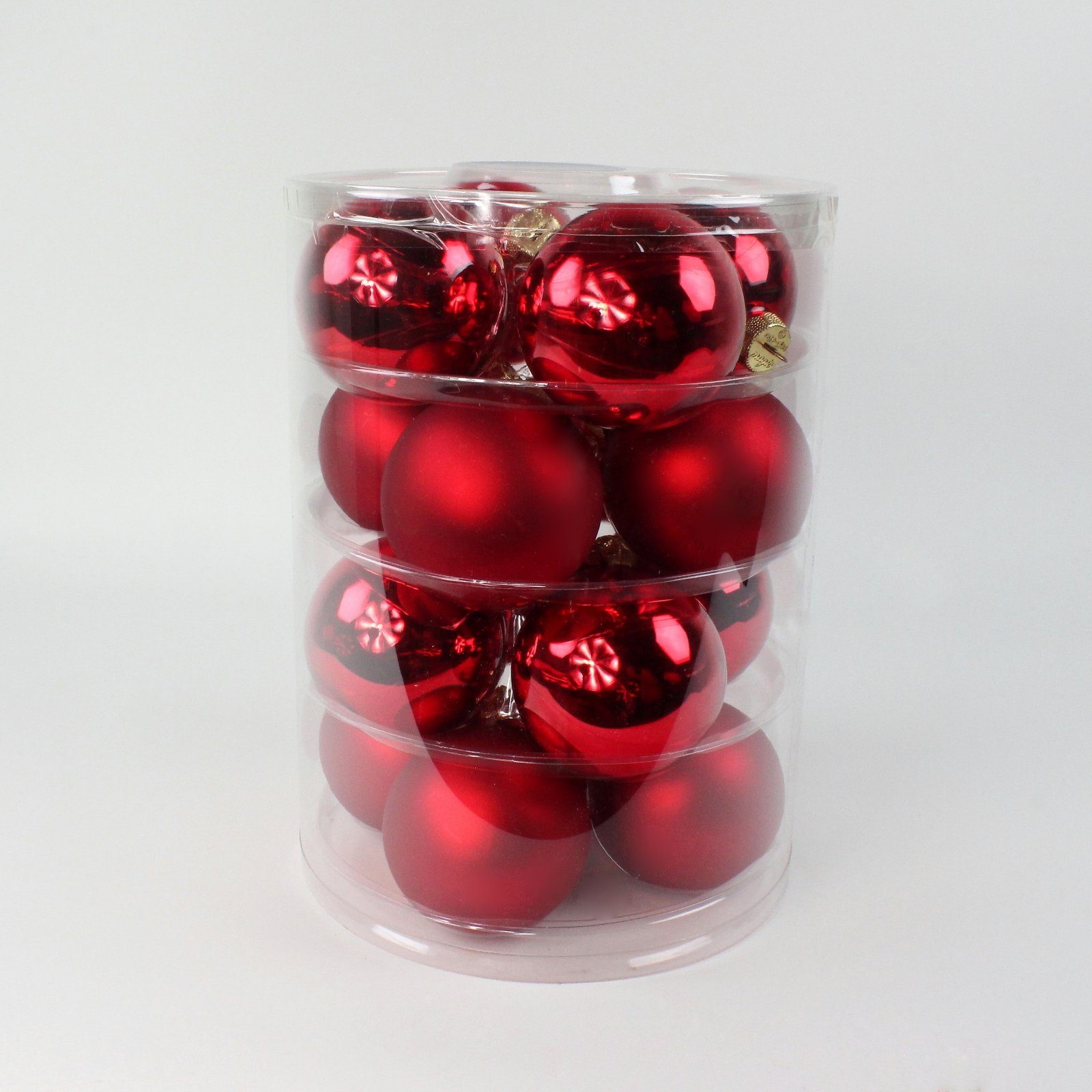 Lucht Weihnachtsbaumkugel Glas-Kugel-Box Ø 8 cm rot matt/glänzend 16 Stück von Lucht
