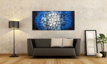 WandbilderXXL Gemälde Moon Blues 150 x 70 cm, Abstraktes Gemälde, handgemaltes Unikat