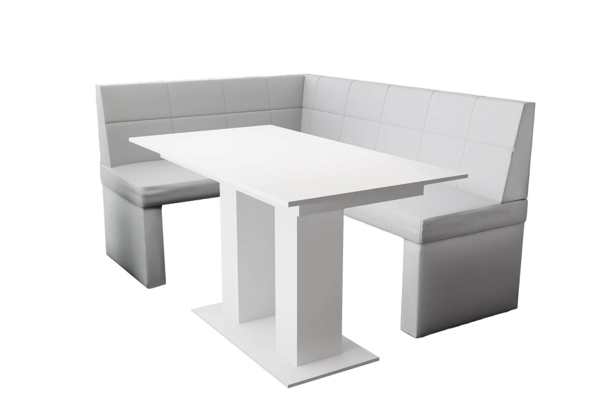 Fun Möbel Eckbankgruppe Eckbankgruppe „BLAKE XL“ Größe 196x142cm mit Tisch Weiß matt, ausziehbarer Tisch
