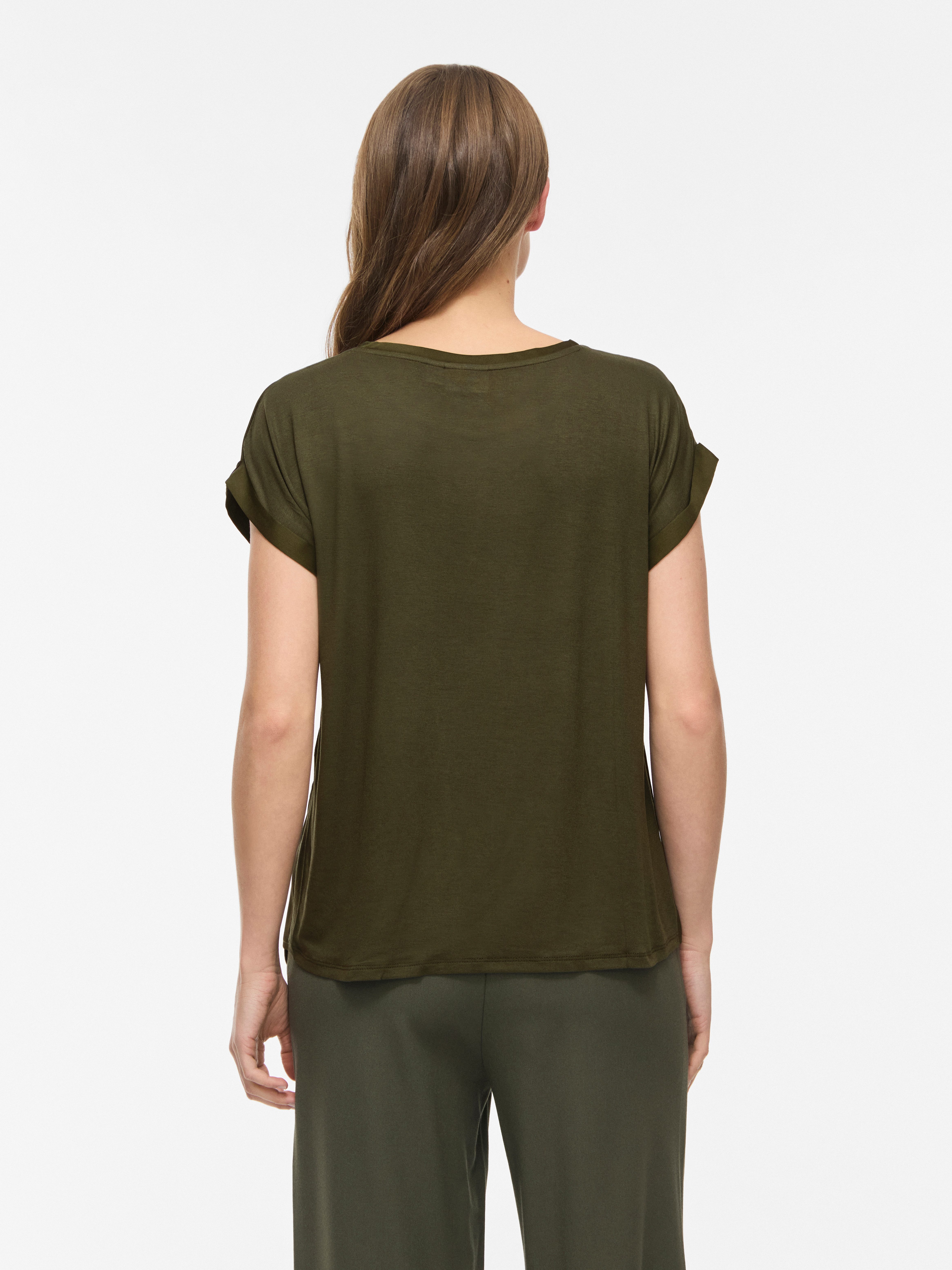 Vila Kurzarmshirt VIELLETTE S/S SATIN TOP - NOOS Kunstfaser, regular fit