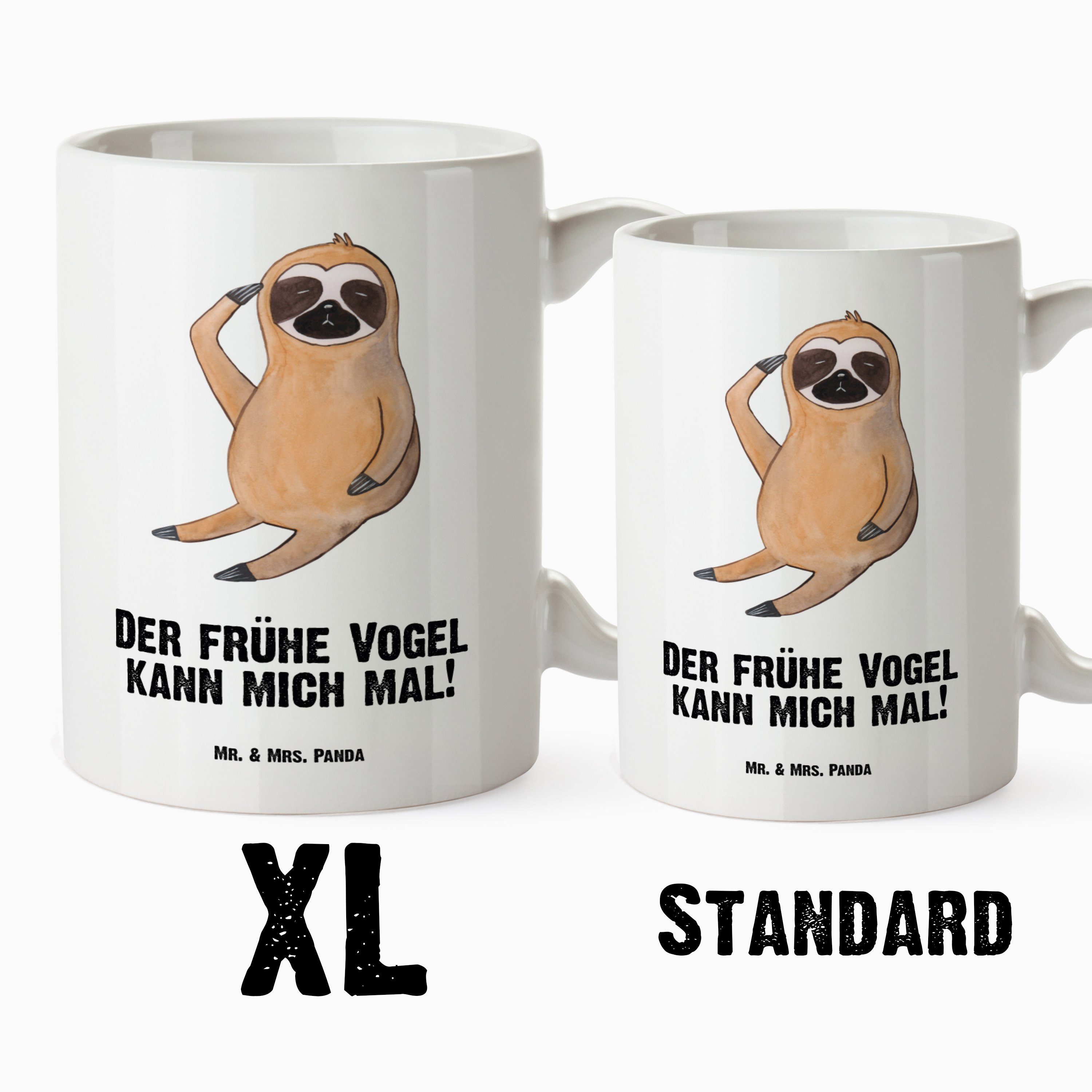 Mr. & Mrs. Tasse Keramik Geschenk, Faultier - XL Vogel Tasse Weiß Faultier - zeigen Panda Geschenk, spülmasch