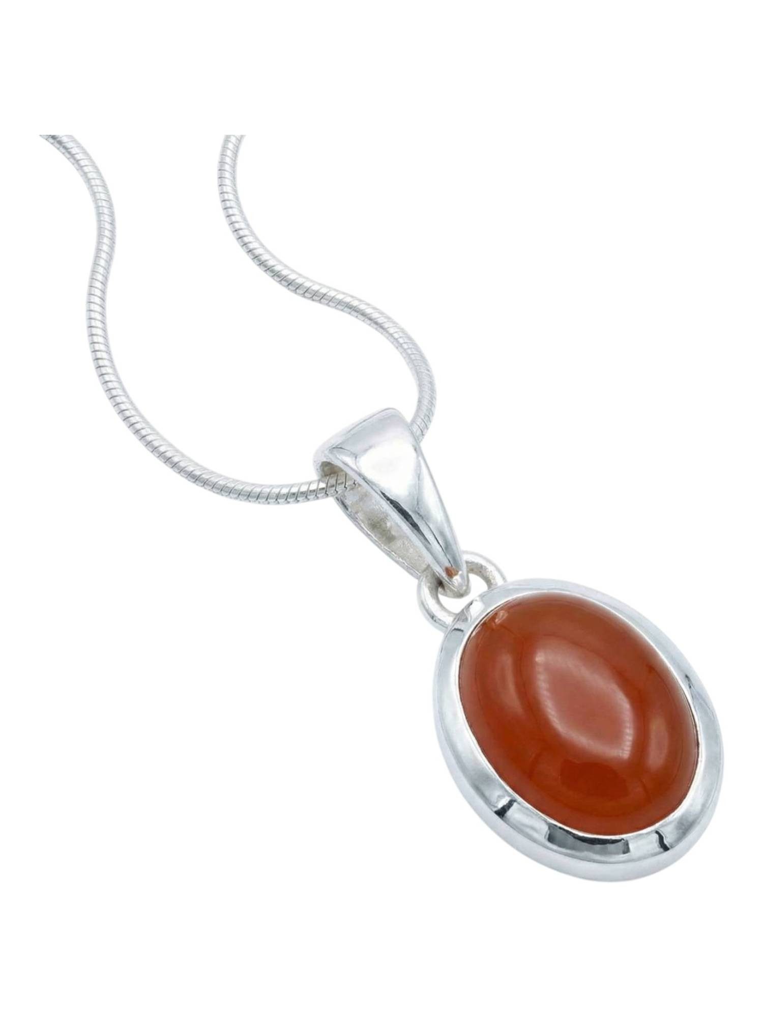 Kette mit Anhänger MIALE oval aus 925 Silber mit Karneol