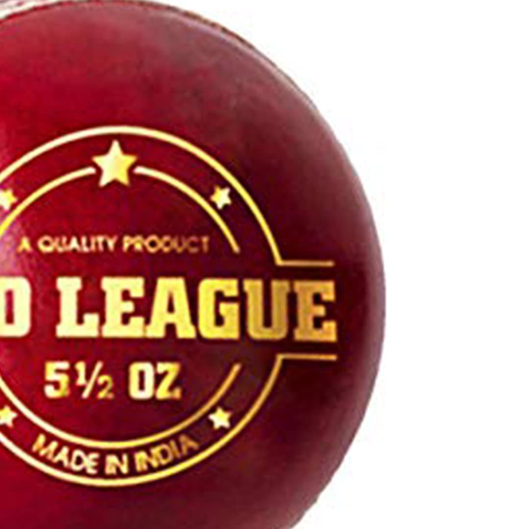 DSC Tennisball DSC Pro League Cricket-Lederball, Bessere Formbeständigkeit (Enthaltene Komponenten: 1 Cricketball, Spielfläche: Innen/Außen, Strapazierfähig und langlebig), Naturkern, vierteilig, langlebig, fein & exzellente Qualität.