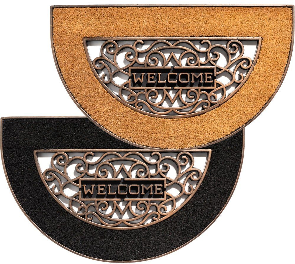 matches21 HOME & HOBBY Fußmatte Kokosmatte Welcome Spruch halbrund schwarz günstig online kaufen