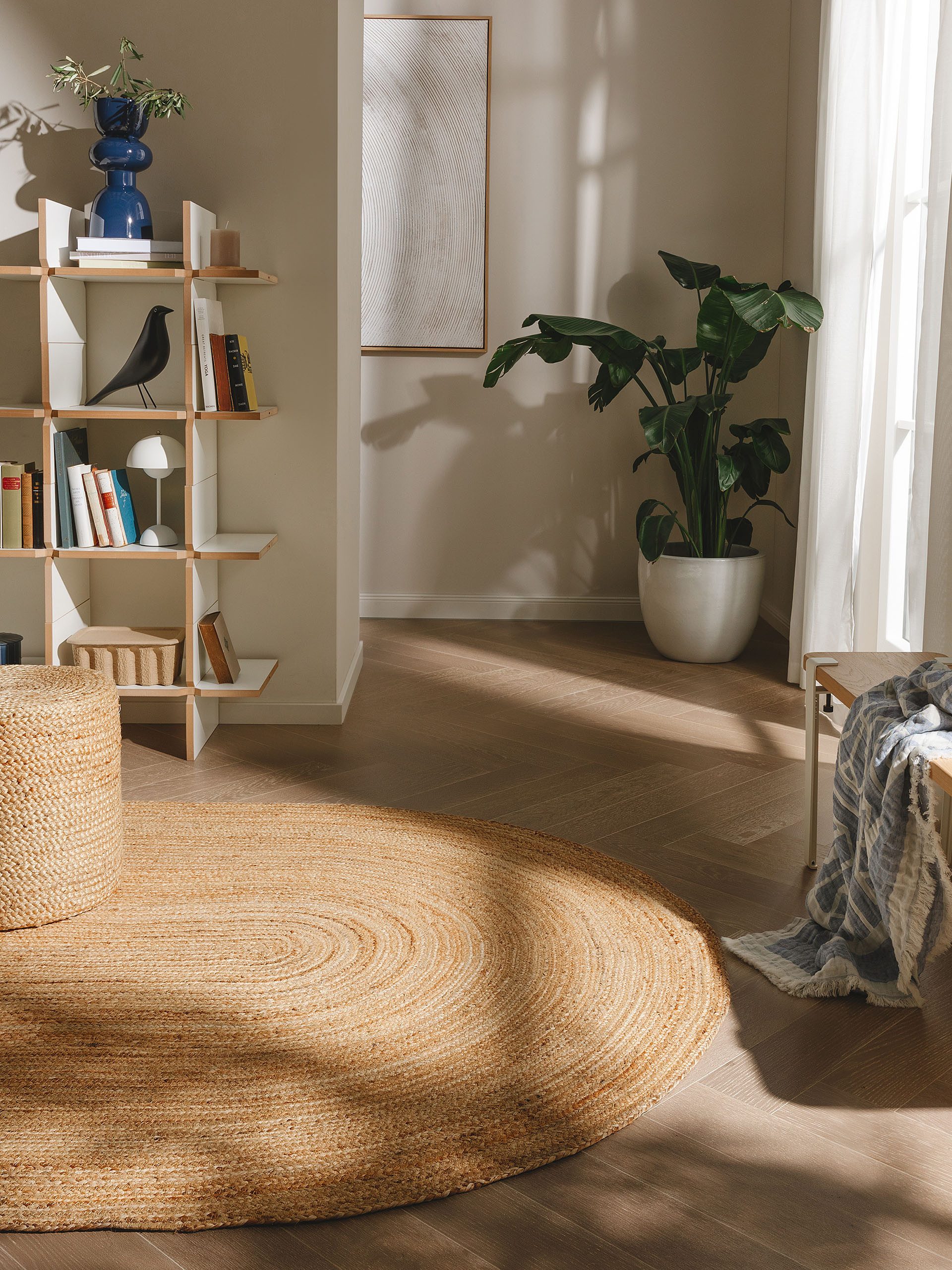 benuta Teppich Jutta, oval, Höhe: 5 mm, Hangefertigter Juteteppich, Zeitlos günstig online kaufen