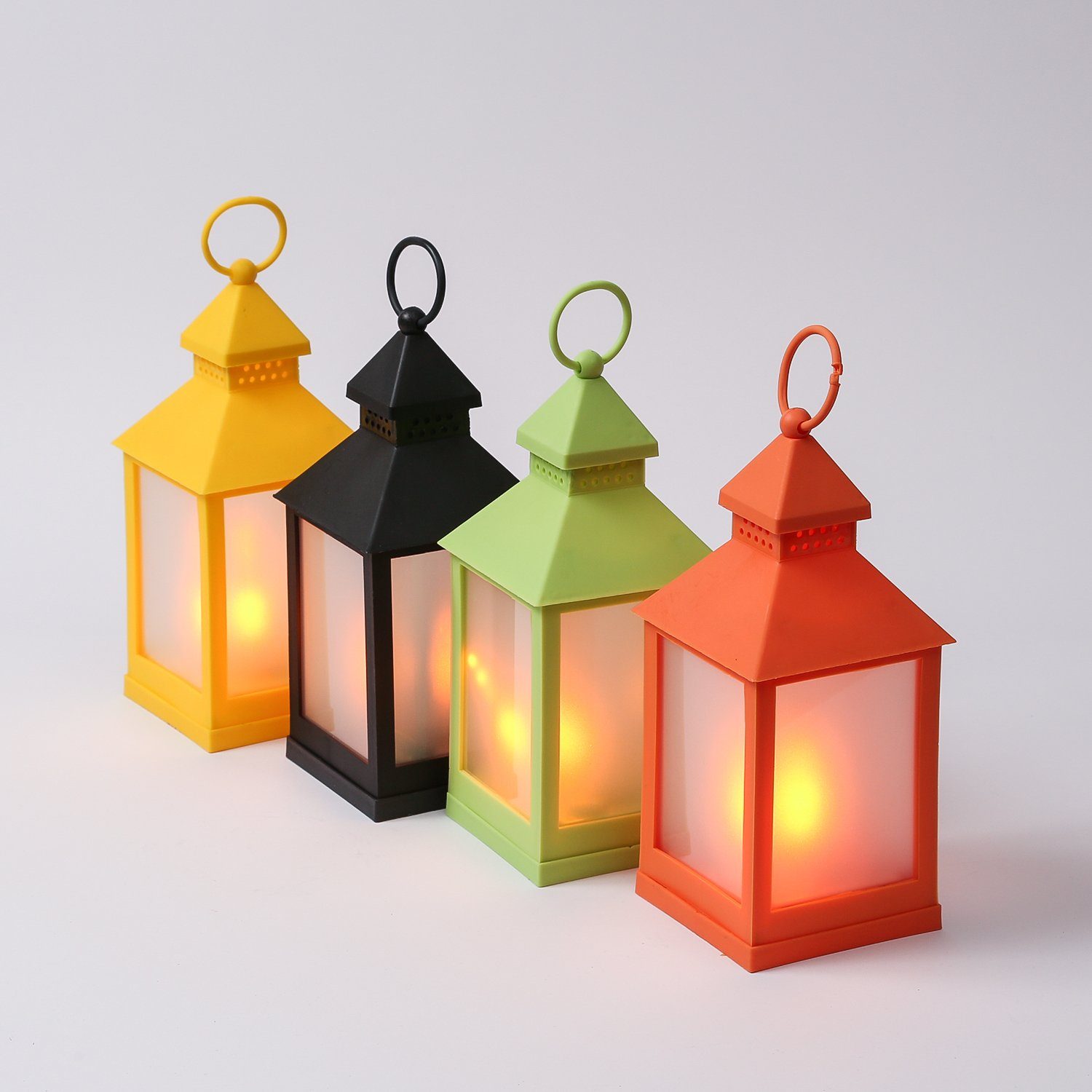 MARELIDA LED Laterne LED Laterne mit Flammeneffekt flackernd 24cm Batteriebetrieb grün, LED Classic, ultra-warmweiß / bernstein (1800K bis 2100K)