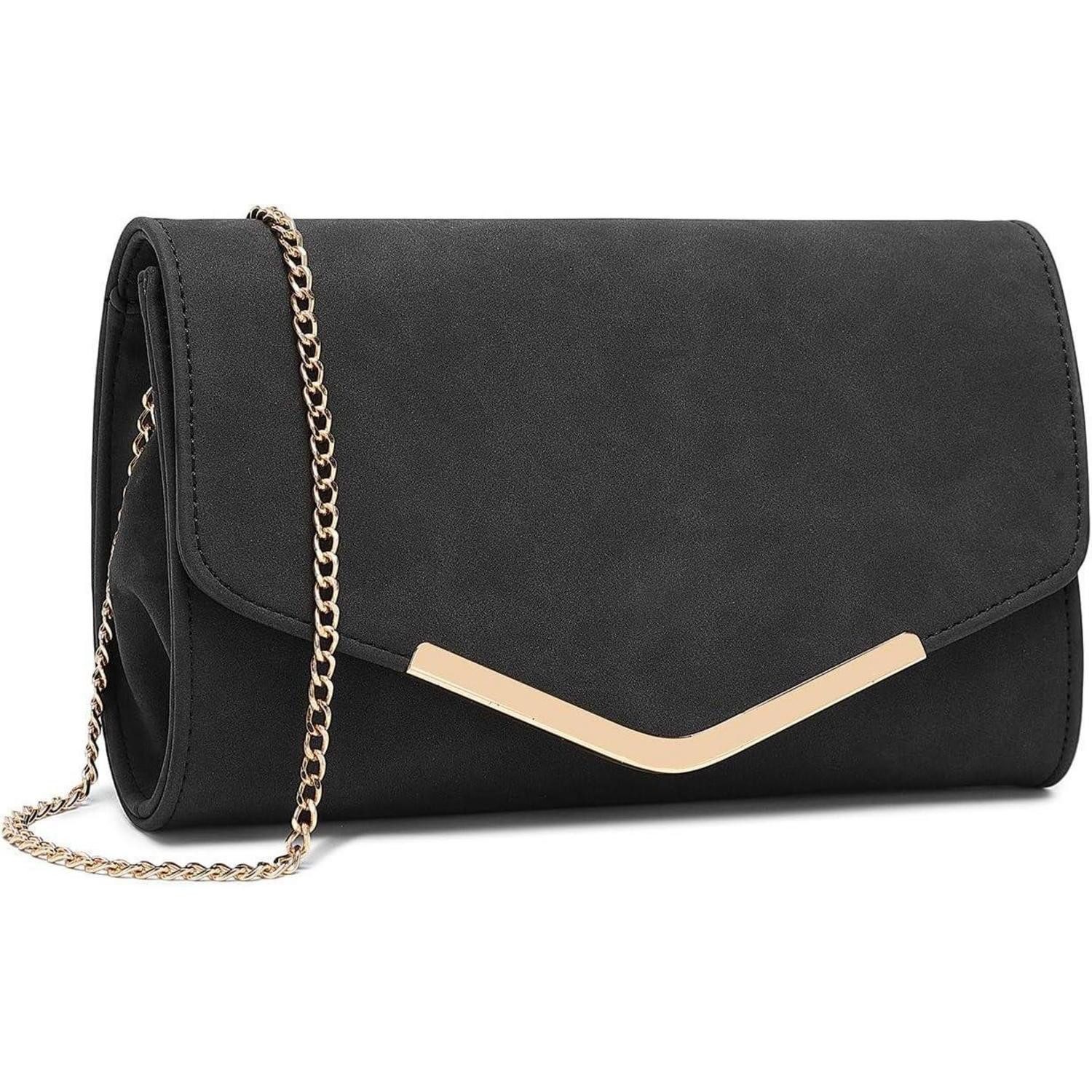 LuxusKollektion Clutch Damen Clutch Abendtasche Schwarz PU Leder Umhängetasche