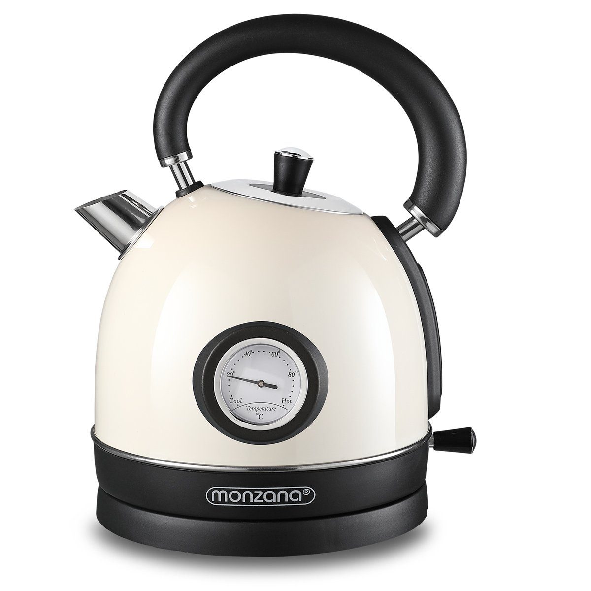 monzana Wasserkocher, 1.8 l, 2200 W, Kabellos BPA Frei Überhitzungsschutz Retro Design Edelstahl Küche