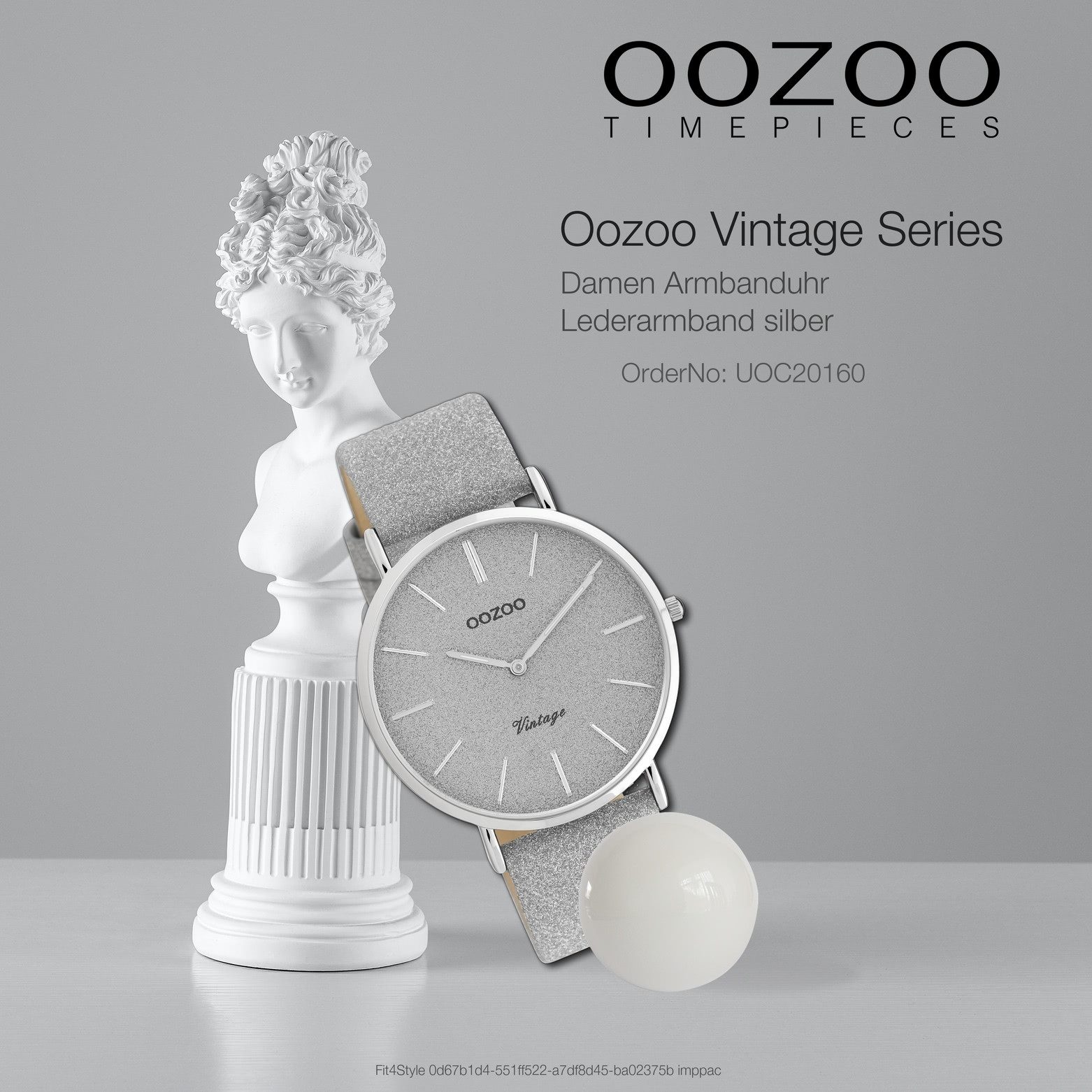 OOZOO Quarzuhr Oozoo Damen Armbanduhr Vintage Series, (Analoguhr), Damenuhr rund, groß (ca. 40mm), Lederarmband silber, Fashion