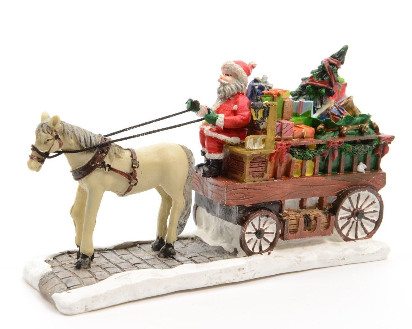 Kaemingk Weihnachtsfigur Deko Figur Nikolaus mit Pferdeswagen Polymagnesium günstig online kaufen