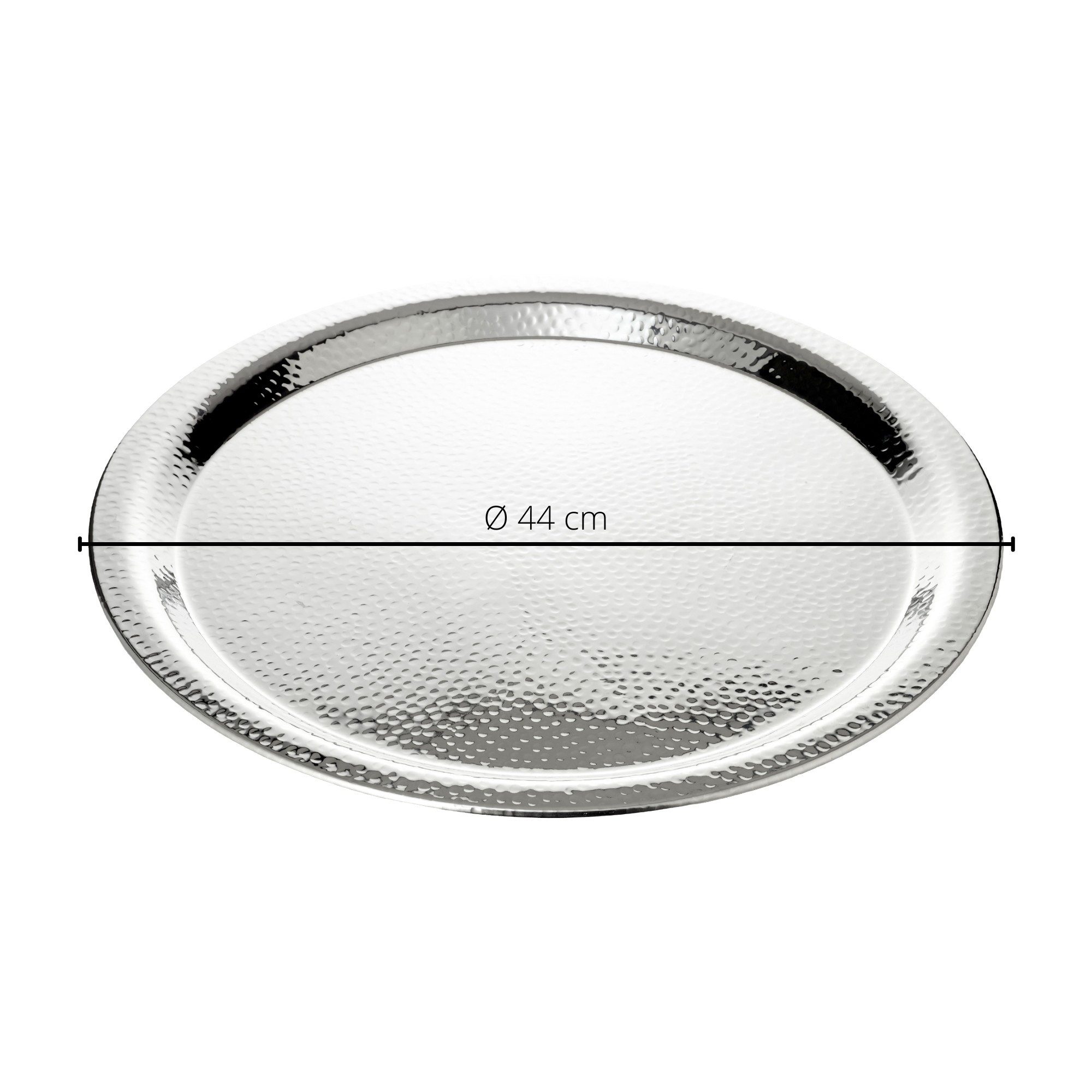 EDZARD Tablett Martella, Edelstahl, Ø 44 cm, Edelstahl, rund, hochglanzpoliert, gehämmert