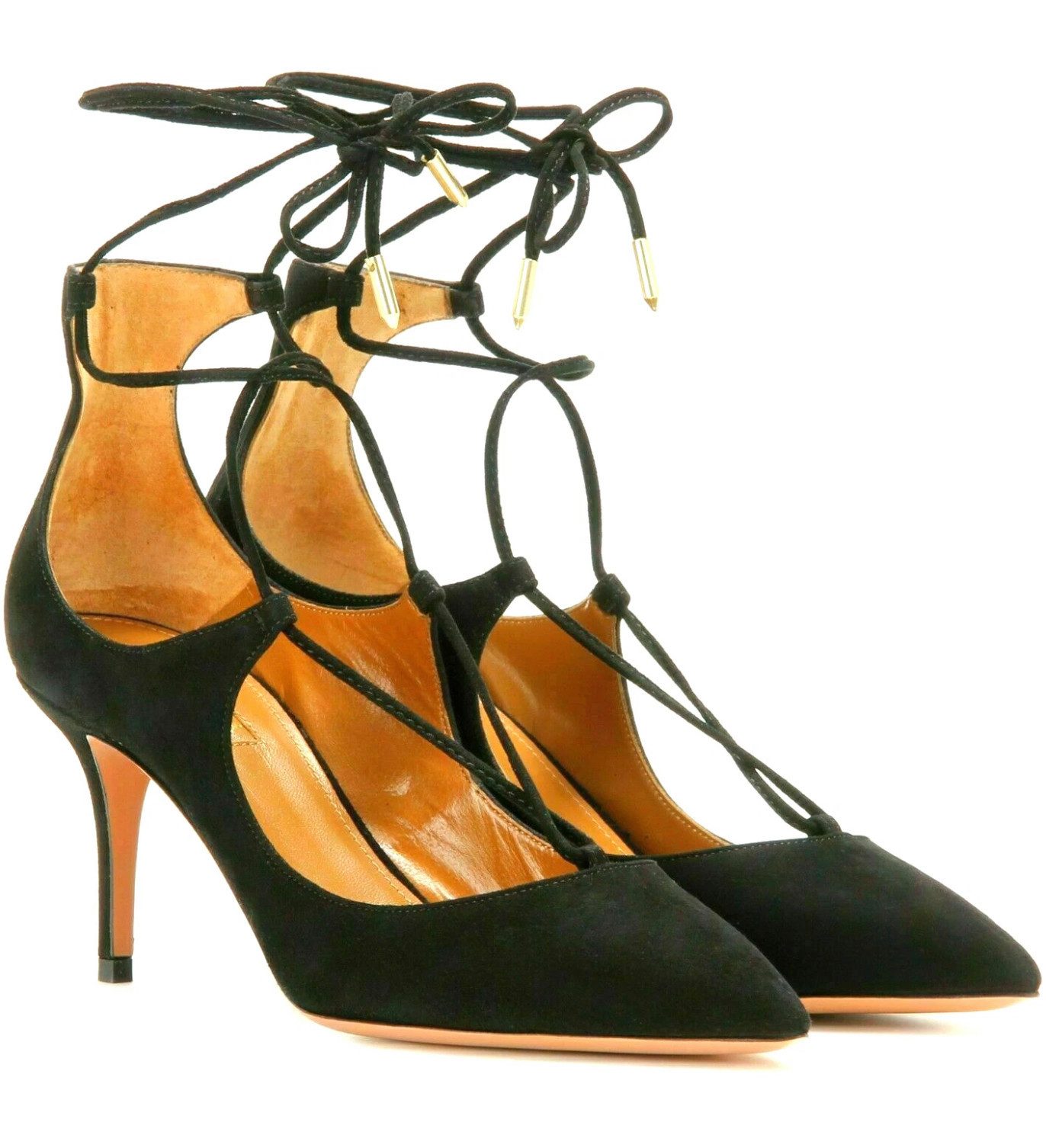 Aquazzura Firenz Christy 75 Pumps Veloursleder Made in Italy Gr. 37.5 Туфли на высоком каблуке Gepolsterte Fußbett sorgt für angenehmen Tragekomfort