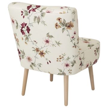 lovingHome® Sessel Sessel Fiola floral Blume mit mittlerer Sitzhärte (1 Stück), Zierknöpfe im Rücken