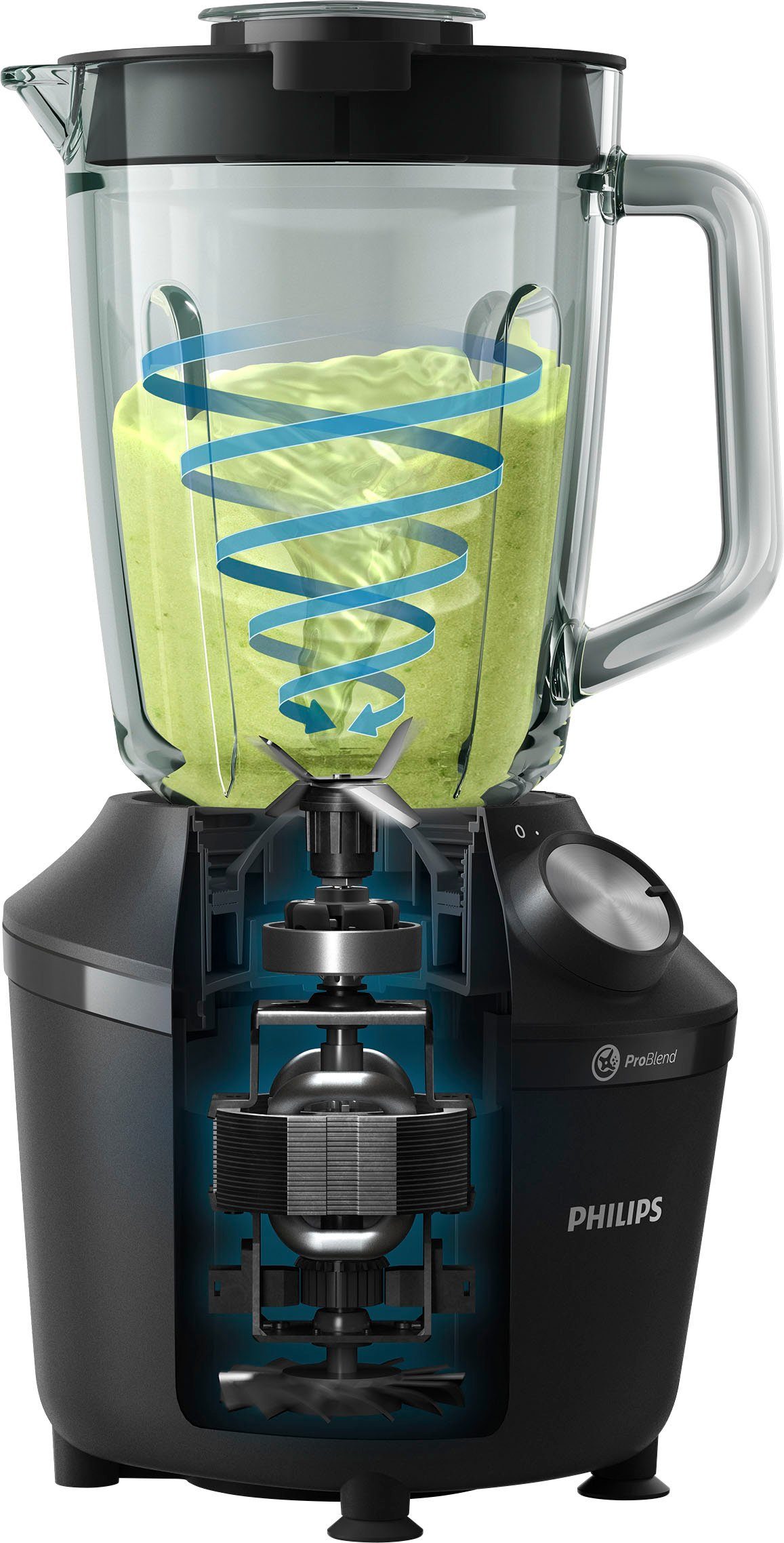Philips Standmixer HR2291/41 3000 Series, mit ProBlend Crush-Technologie, 600 W, 2L-Behälter und 1 Geschwindigkeitsstufe + Impulseinstellung; Schwarz