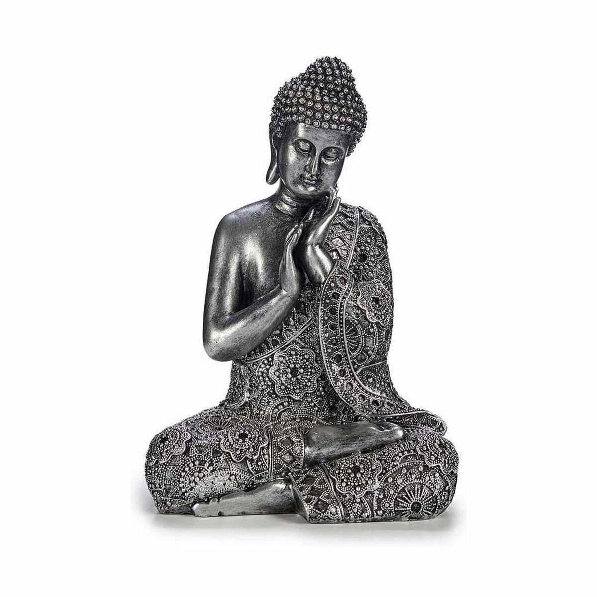 22 Sitzend Buddha Deko-Figur Decor cm Gift Dekoobjekt Silberfarben 33 4 x Stück 18 x