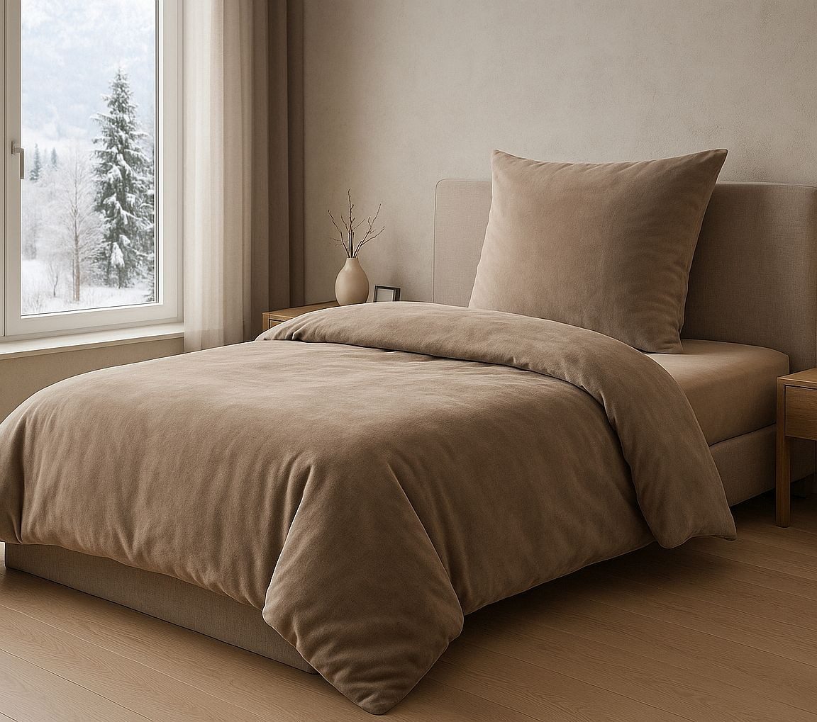 Malika Bettwäsche aus 100% Mikrofaser, 135x200 + 80x80 cm Cashmere Touch, Taupe, Cashmere Touch, 2 teilig, Für Allergiker geeignet, pflegeleicht, angenehm weicher Stoff