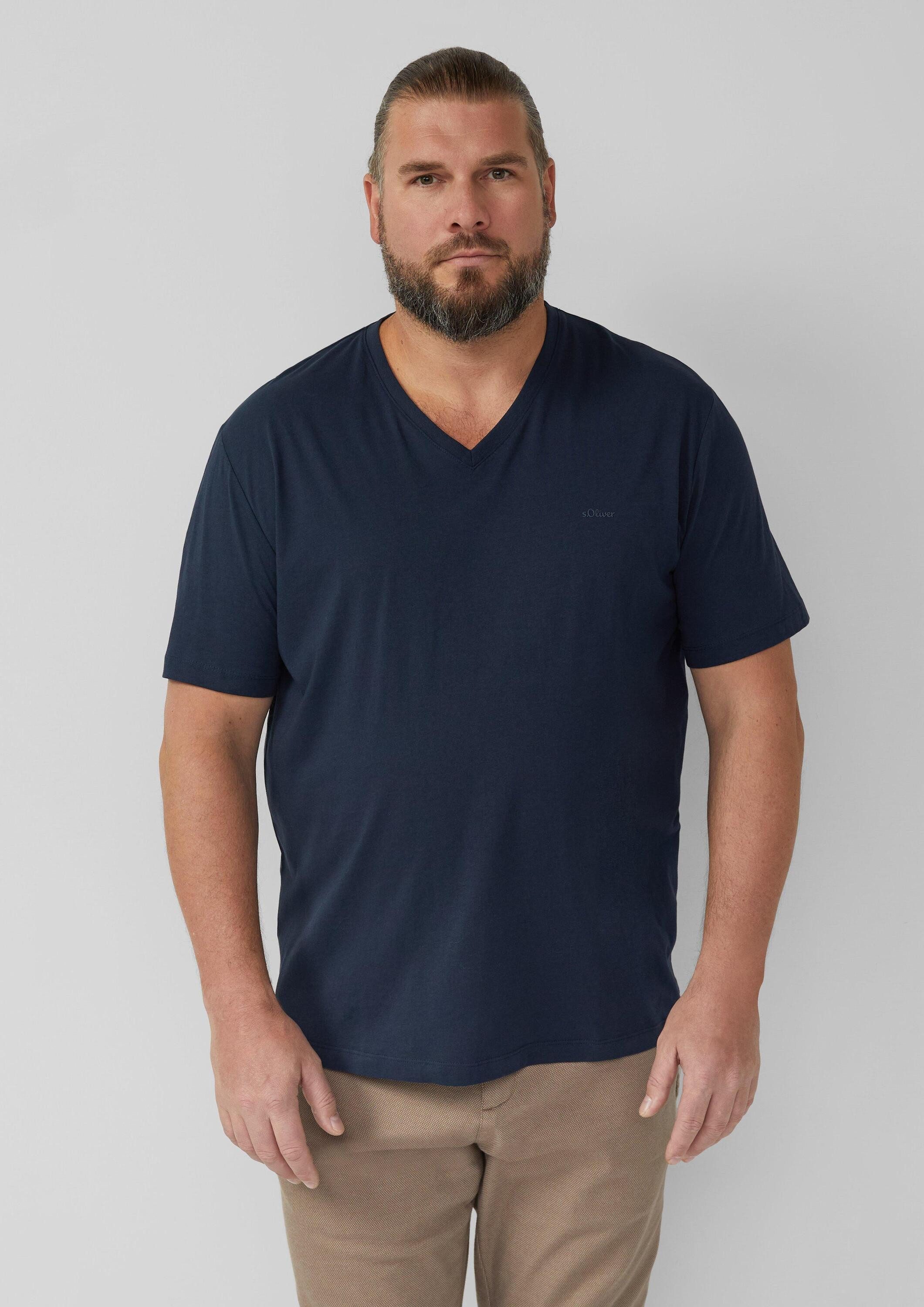 s.Oliver Kurzarmshirt T-Shirt Baumwoll-T-Shirt mit V-Ausschnitt und Logopri günstig online kaufen