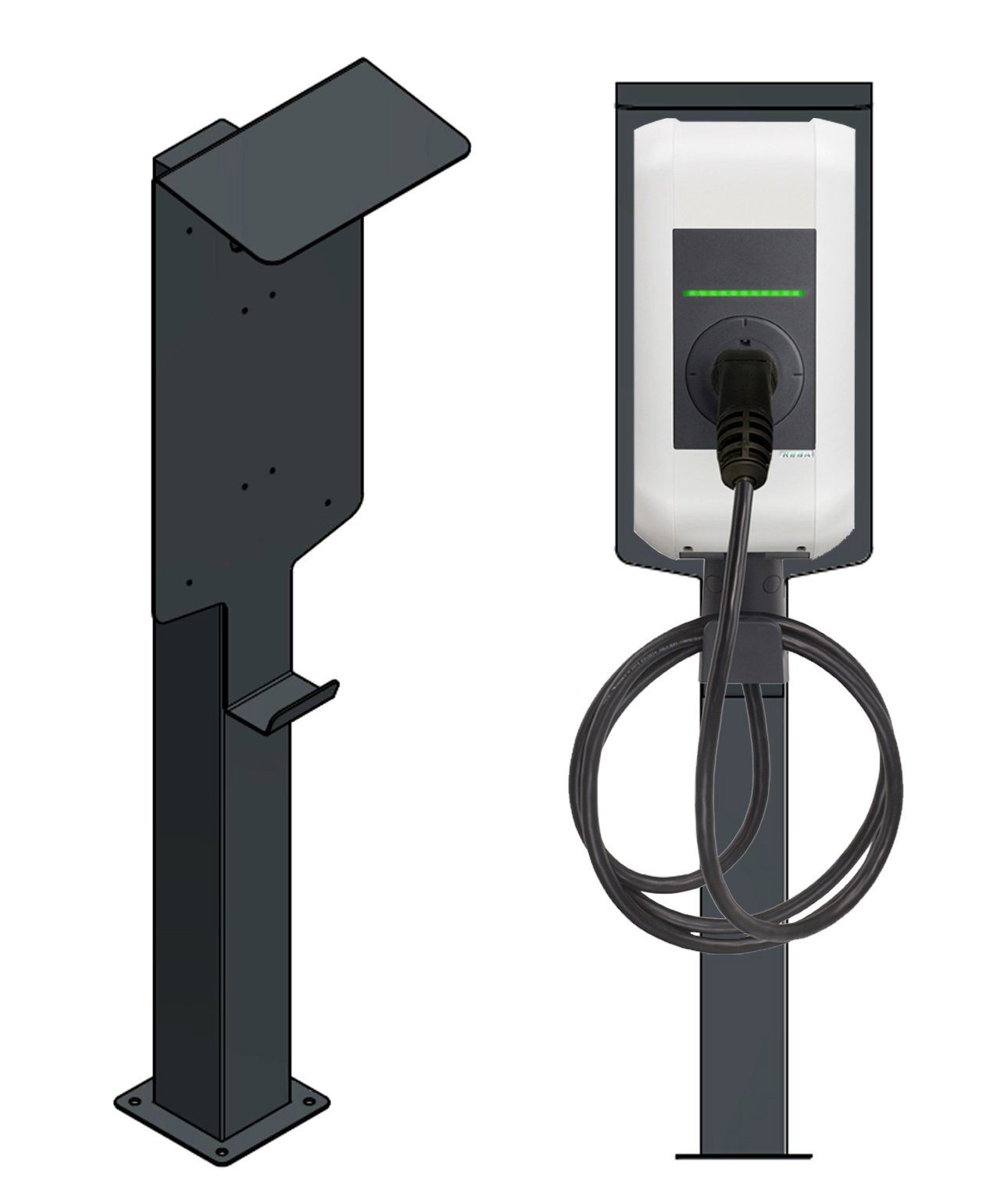 Elektroauto-Ladestation-Halterung Ladesäule passend für SolarEdge Home Wallbox mit Dach, Stände...