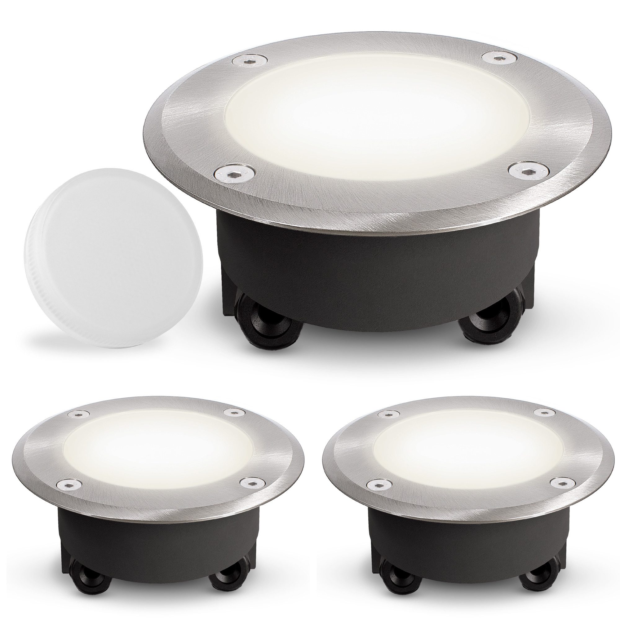 SSC-LUXon LED Gartenstrahler Bodenstrahler VISKOS LED 3W neutralweiß mit klarem & milchigem Glas, Neutralweiß