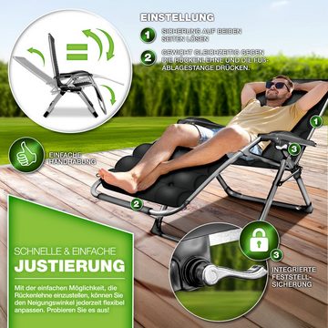 tillvex Gartenliege tillvex® Liegestuhl klappbar bis 200 kg, Sonnenliege wetterfest für, Set