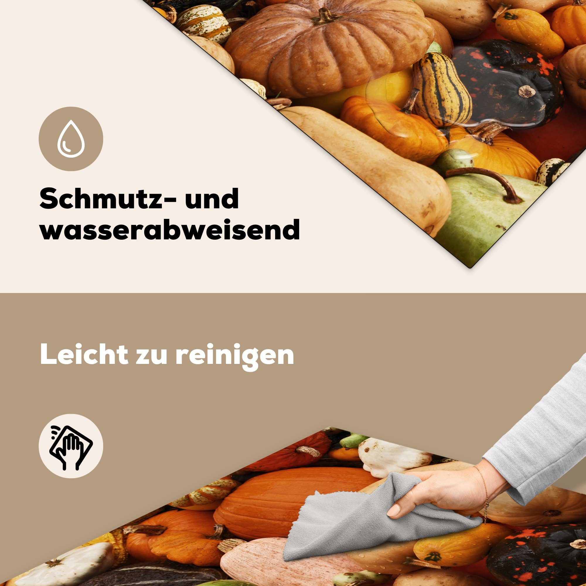 MuchoWow Herdblende-/Abdeckplatte 78x78 - Herbst tlg), cm, (1 Kürbis - Arbeitsplatte Ceranfeldabdeckung, Orange, Vinyl, küche für