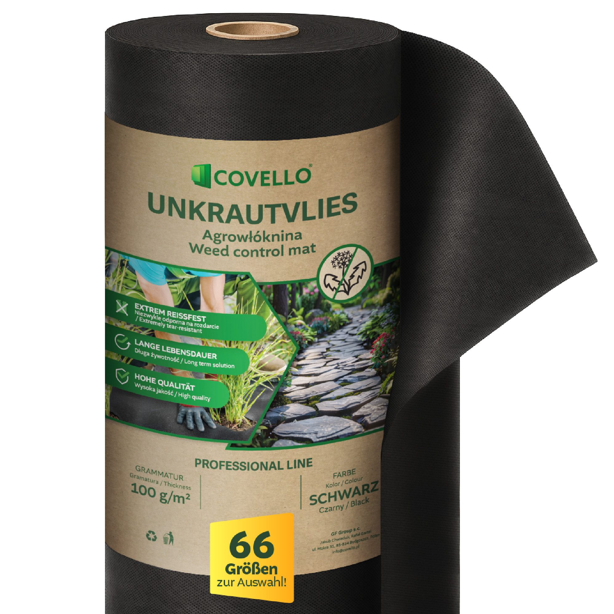 Covello Unkrautvlies Gartenvlies 100g/m² reißfestes Bodengewebe mit UV-Schu günstig online kaufen