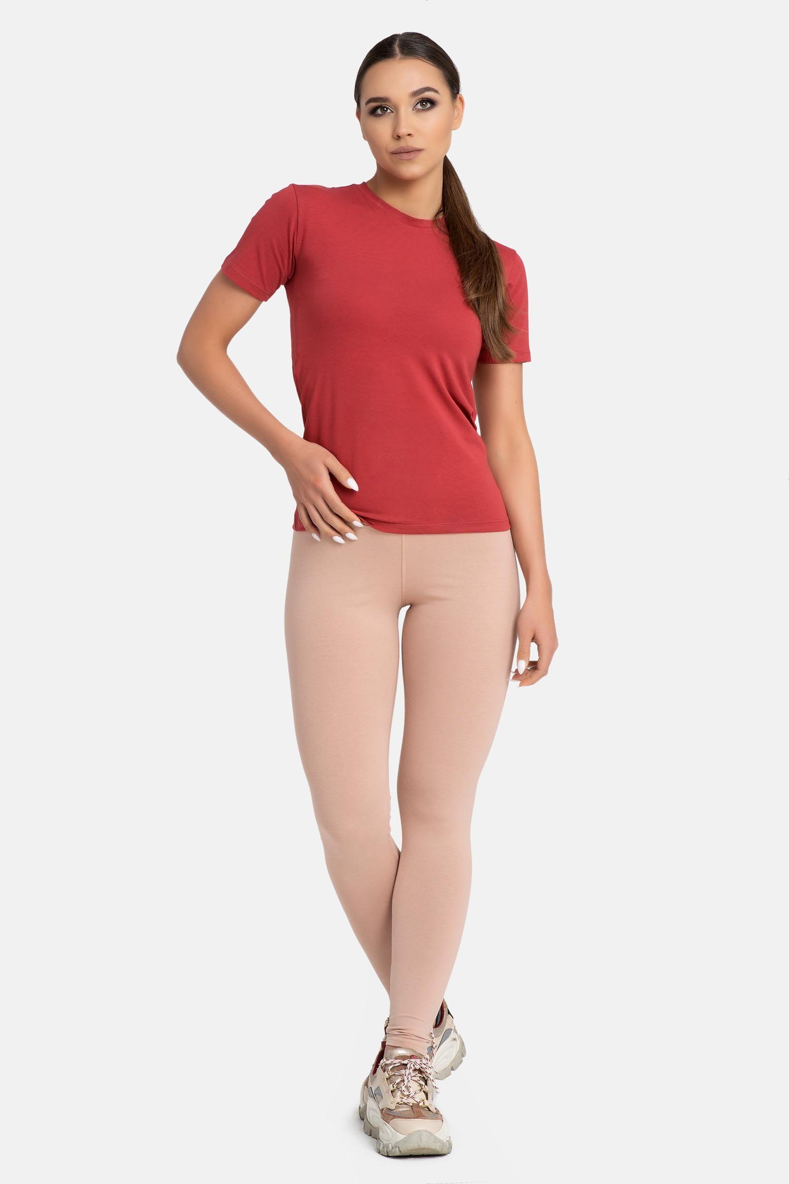 Evoni Leggings hellbraun Damen lang blickdicht für