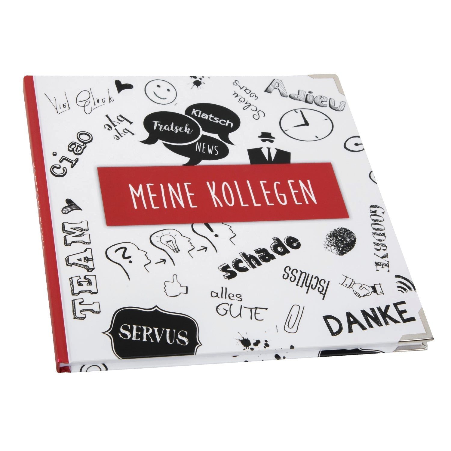 Logbuch-Verlag Notizbuch Kollegenbuch quadratisch 21 x 21 cm Hardcover rot schwarz weiß -