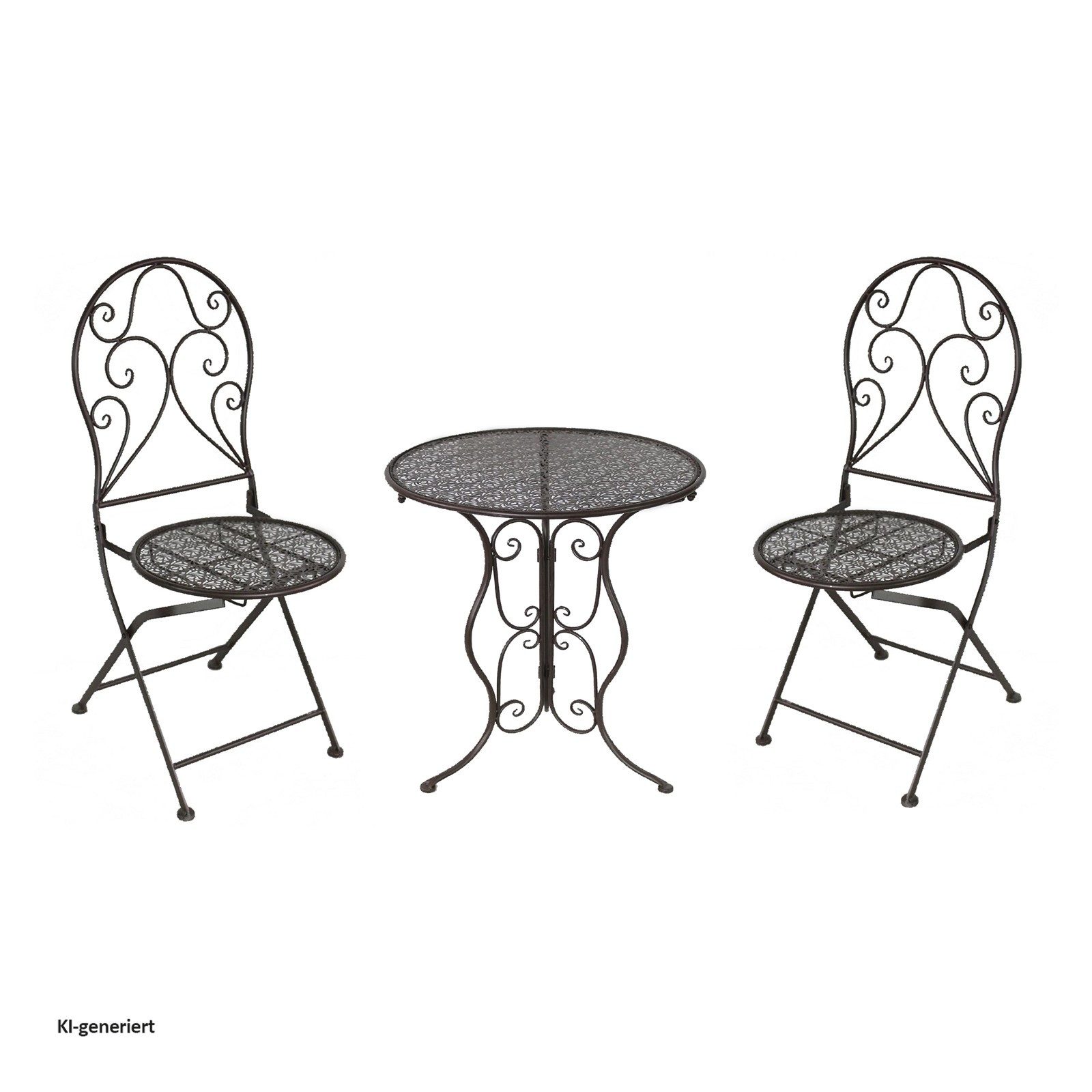 HTI-Line Balkonset Tischgruppe Lani Braun, (Set, 3-tlg., 1x Tisch, 2x Stühle), Sitzgruppe Metall Garten nostalgisch