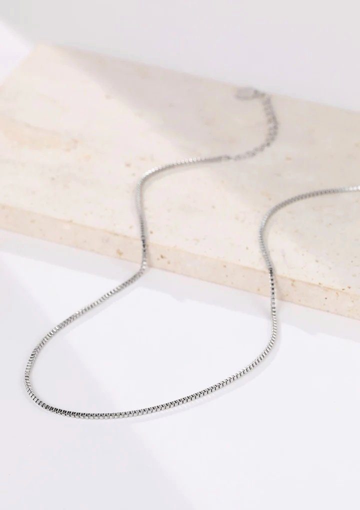 Hey Happiness Edelstahlkette Box Kastenkette, Edelstahl Gliederkette, Basic Damen Halskette ohne Anhänger, zum Kombinieren