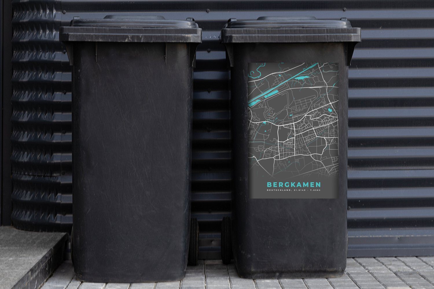 - Abfalbehälter Bergkamen Mülltonne, Mülleimer-aufkleber, Blau - (1 Sticker, Container, MuchoWow - - Wandsticker St), Deutschlandkarte Karte Stadtplan