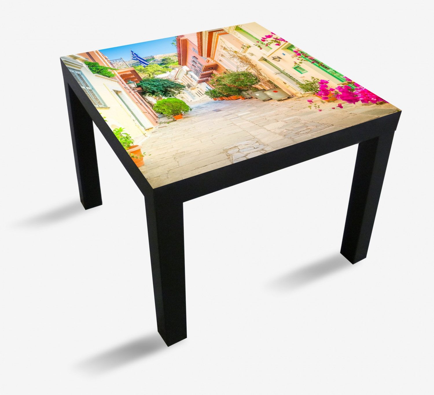 Wallario Möbelfolie Mediterrane Straße im Blütenrausch