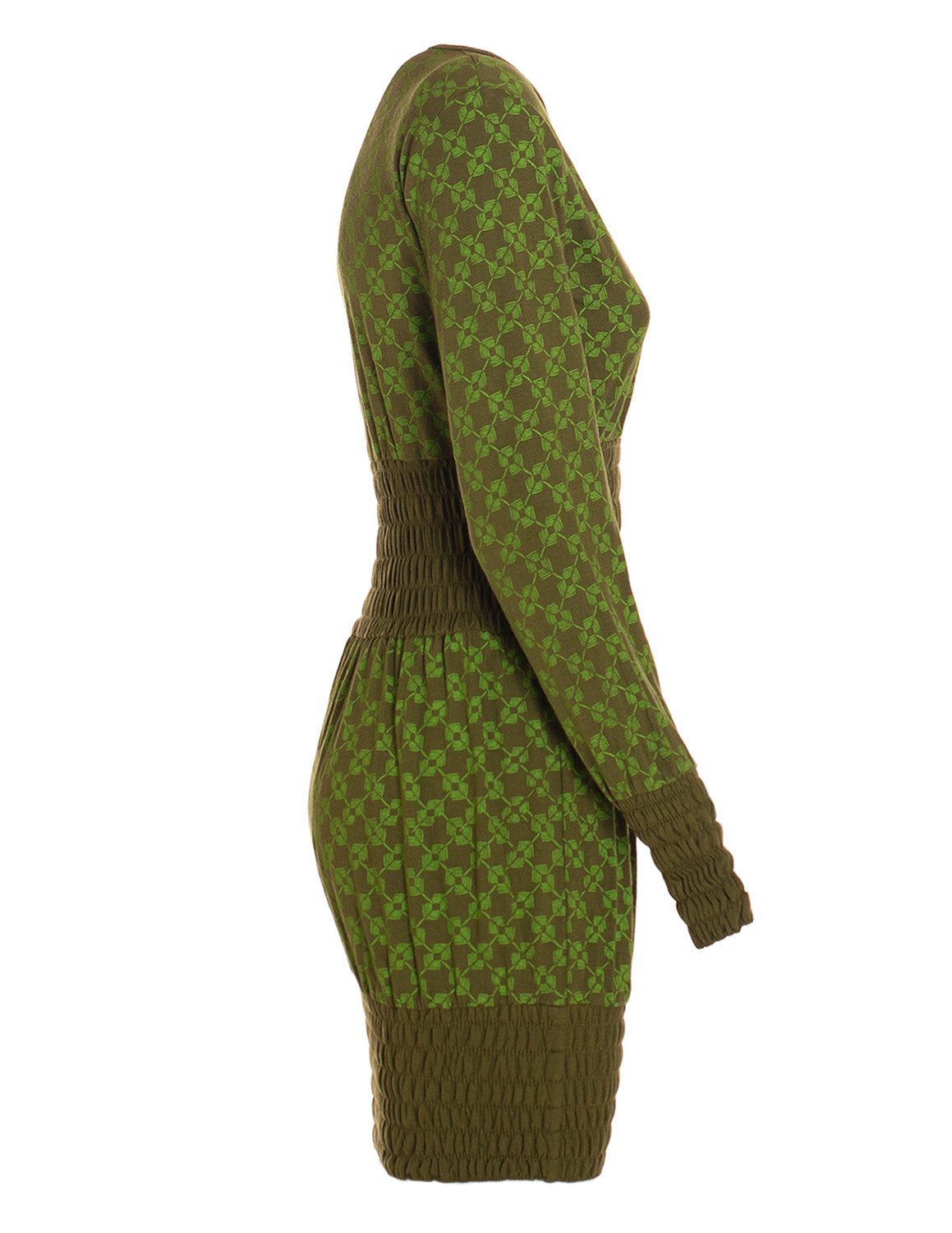 Vishes Jerseykleid Langarmkleid Damen Bedruckt Jersey mit Smok Alternative Mode, Boho, Hippie, Ethno, Festival