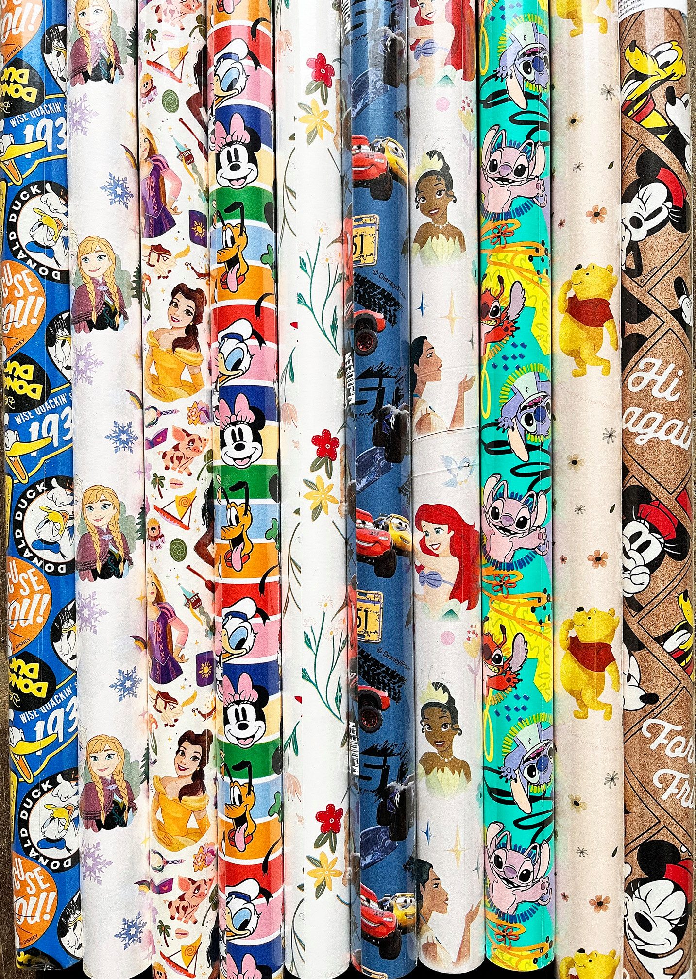 Ebaxx Geschenkpapier Disney Geschenkpapier 10 Rollen Kinder 200 x 70 cm Geburtstag, (10St)