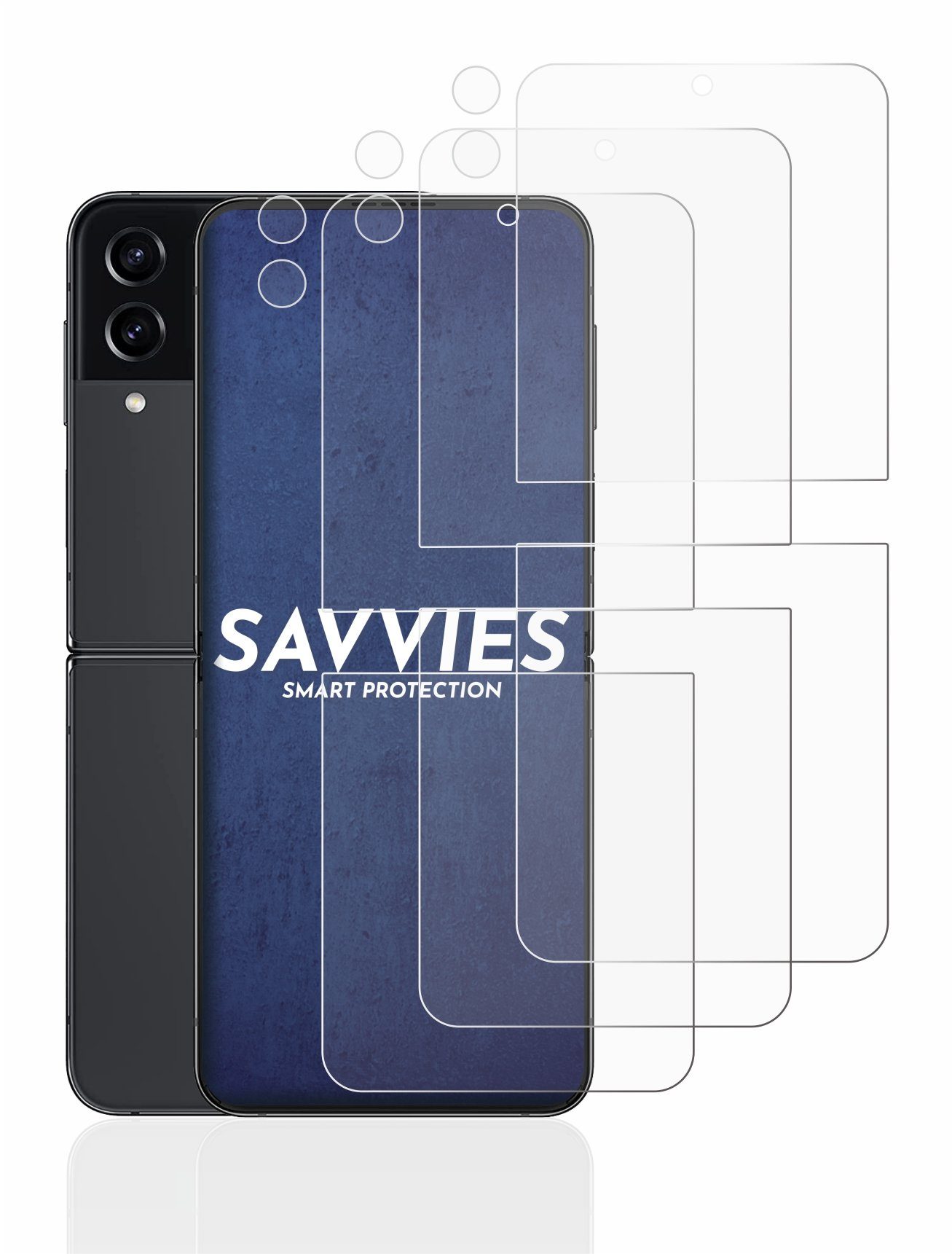 Savvies Schutzfolie für Samsung Galaxy Z Flip 4 (Display+Kamera),  Displayschutzfolie, 18 Stück, Folie klar
