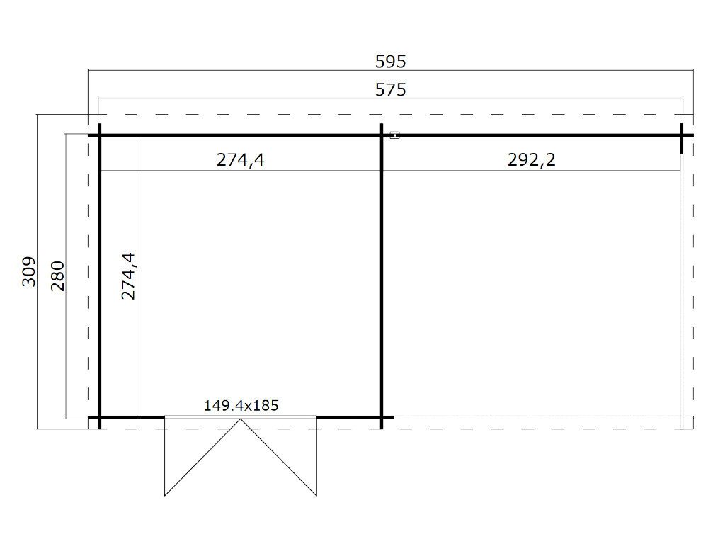LASITA MAJA Gartenhaus Lasita Blockbohlenhaus Orlando 28 mm carbongrau m. Anbau, BxT: 595x309 cm, Anbaudach, 28 mm Wandstärke, Einzeltür mit Echtglas-Einsätzen