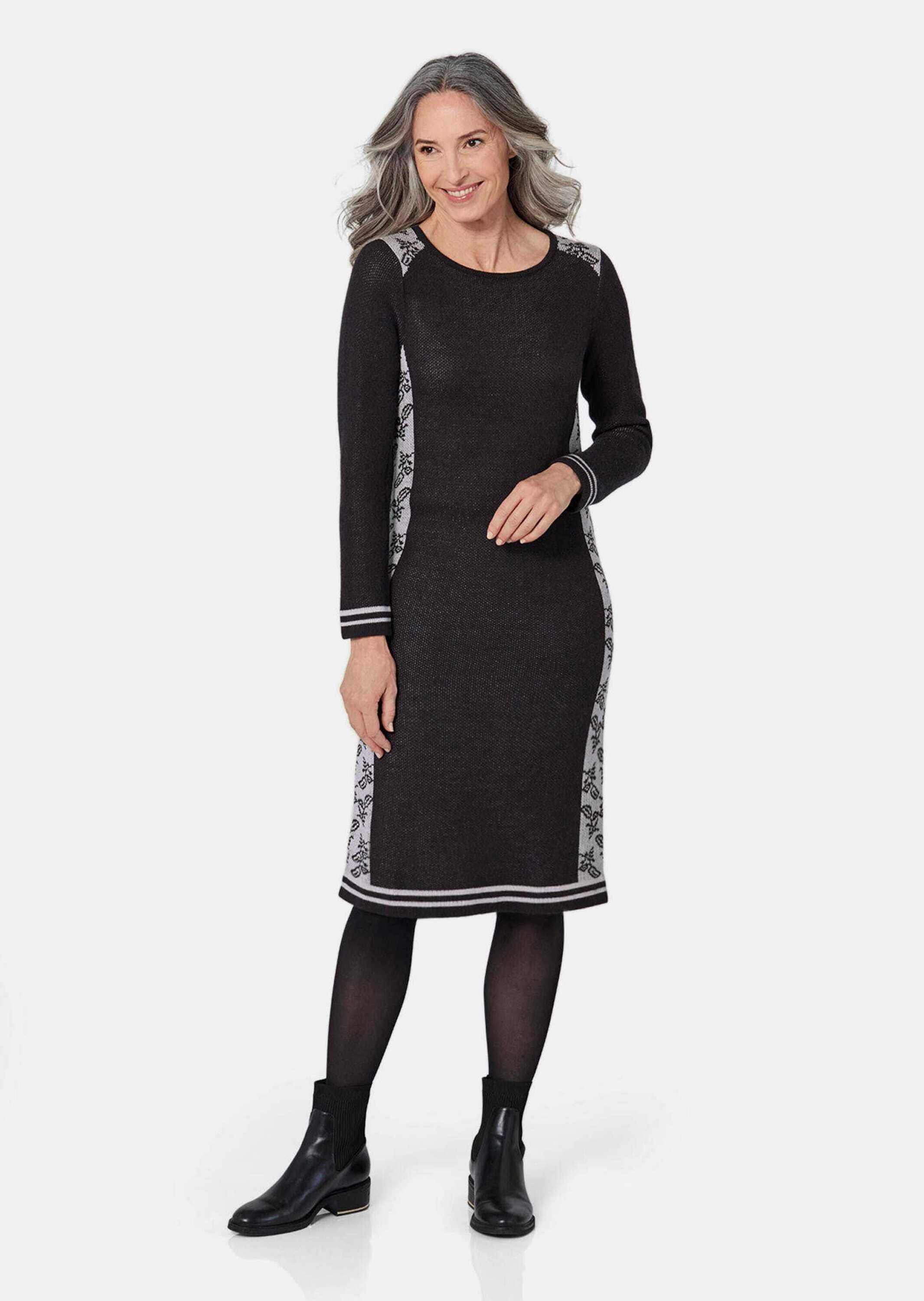 GOLDNER Strickkleid Kurzgröße: Jacquard Strickkleid günstig online kaufen