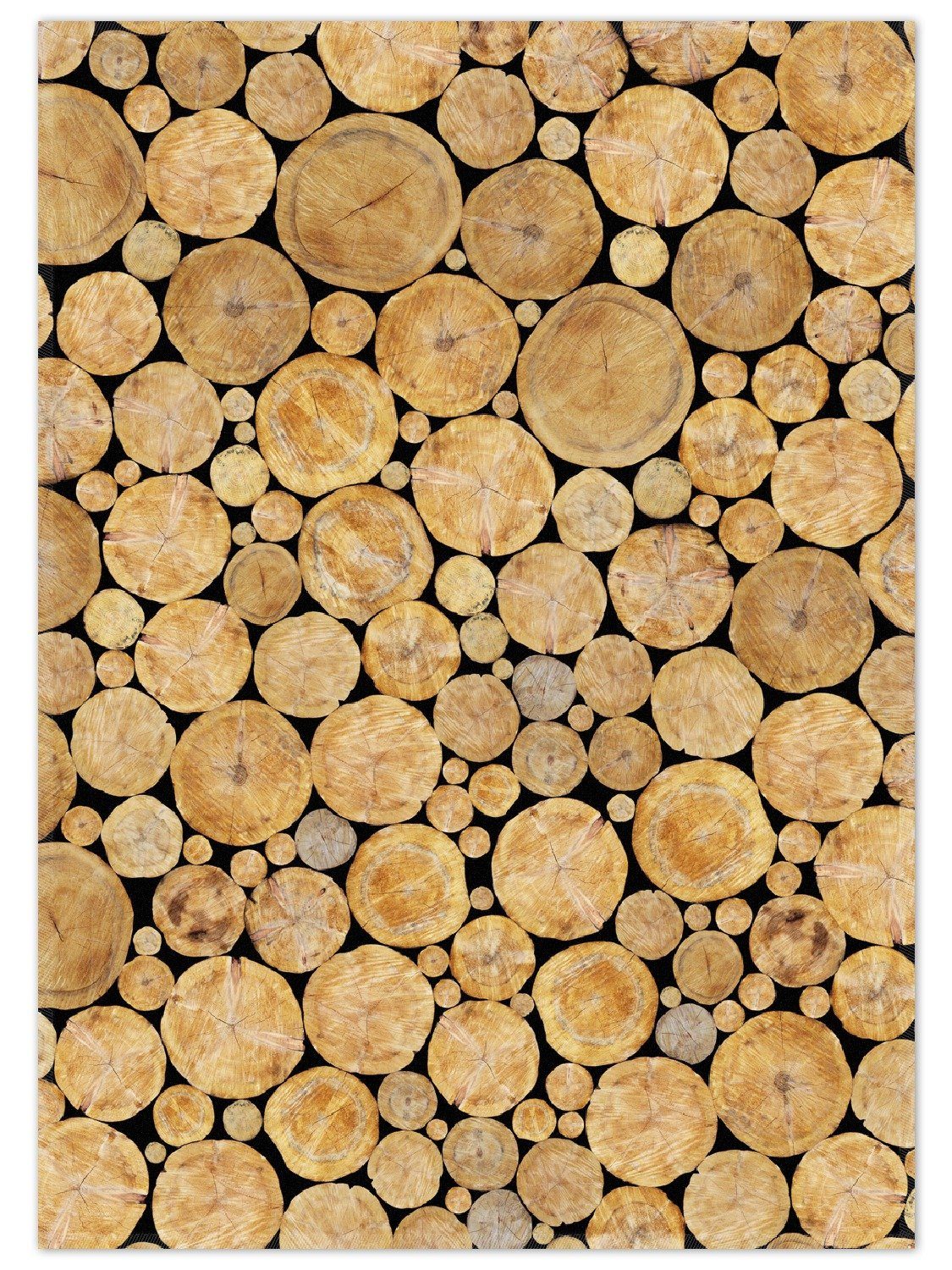 Wallario Teppich Holzstapel rund, rechteckig, rutschfest günstig online kaufen
