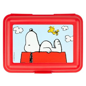 United Labels® Lunchbox The Peanuts Brotdose mit Trennwand - Snoopy Rot, Kunststoff