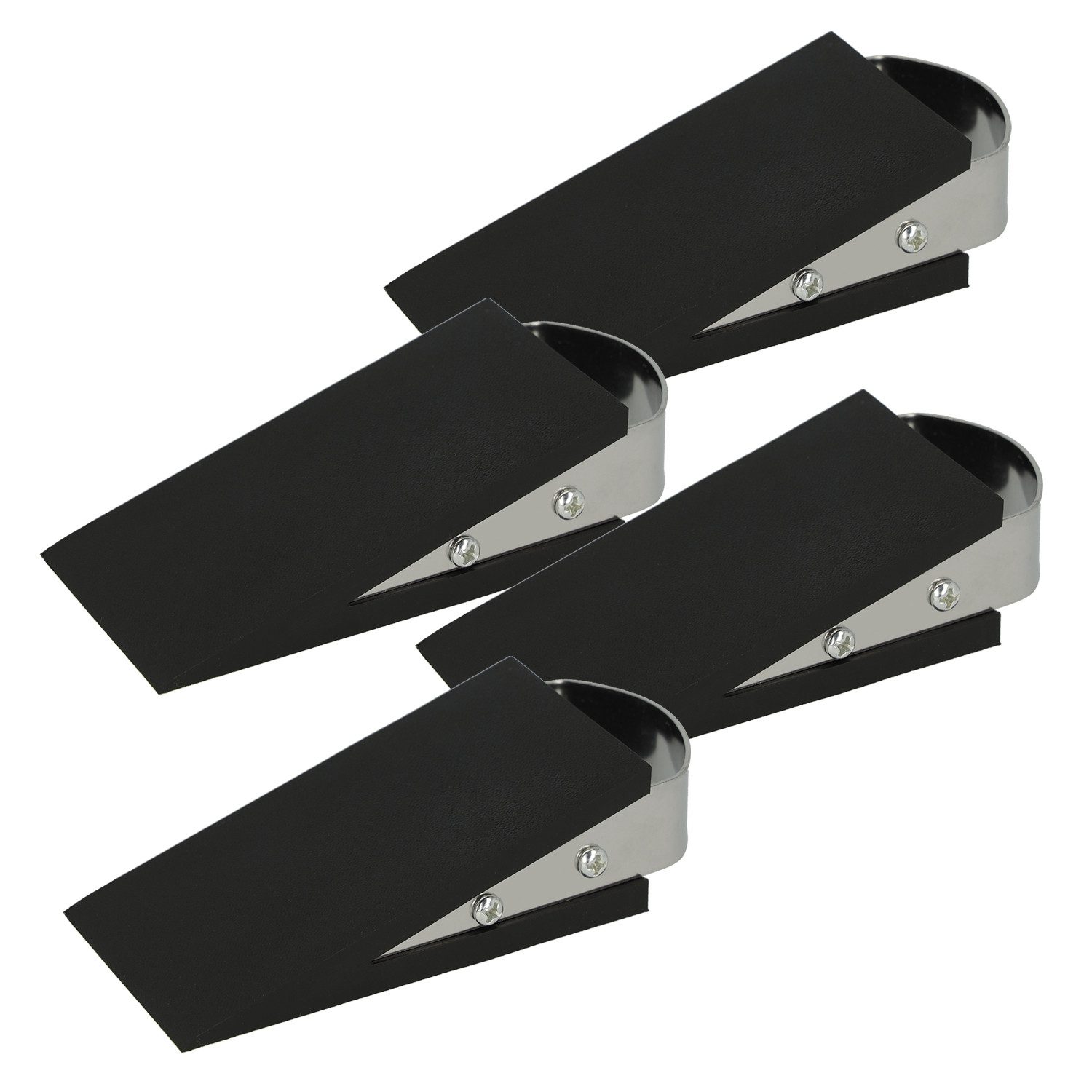 WESTCOTT Підлоговий упор Дверна пружина Schwarz 4 Stück, Gummi Keil rutschfest,12 x 5 x 3 cm (Vorteilspack, 4 St), Passend für alle Türen und Böden