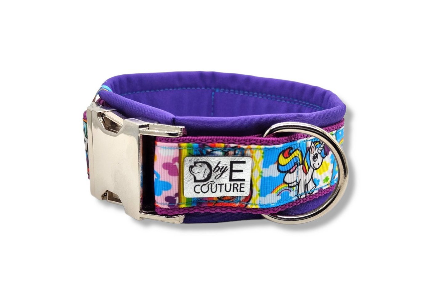 Thumbnail - D by E Couture Hunde-Halsband "Einhornliebe I", gepolstert, verstellbar, 50mm breit, Handmade
